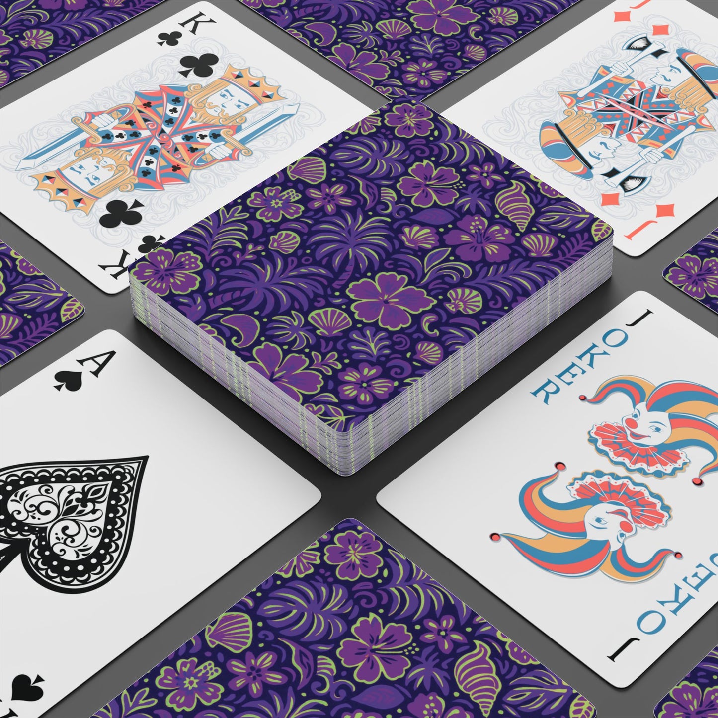 Poker Playing Cards - Beach Dreams, Purple