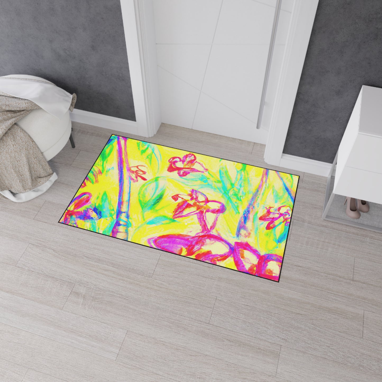 Heavy Duty Floor Mat, 5 Sizes – Tropical Area Rug for Home Décor / Tropical Doodles, Yellow