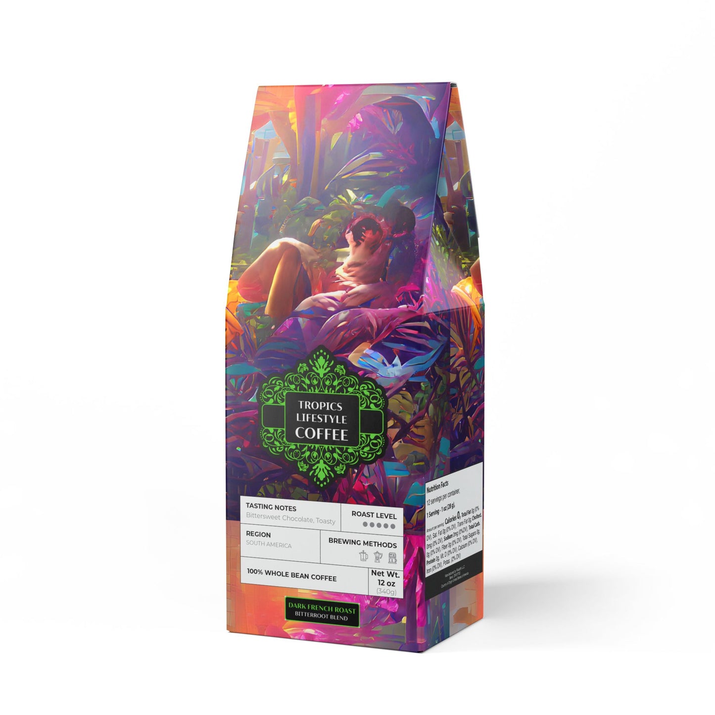 Black Coral Blend™ (Dark French Roast) Specialty Grade Craft Coffee / Midnight Kiss in Tropical Garden