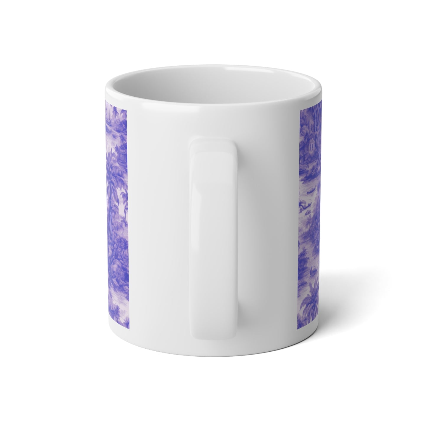 Jumbo Mug, 20oz, Tropical Toile, Purple | Tropical Coffee Cup, Gift for Ocean Lovers