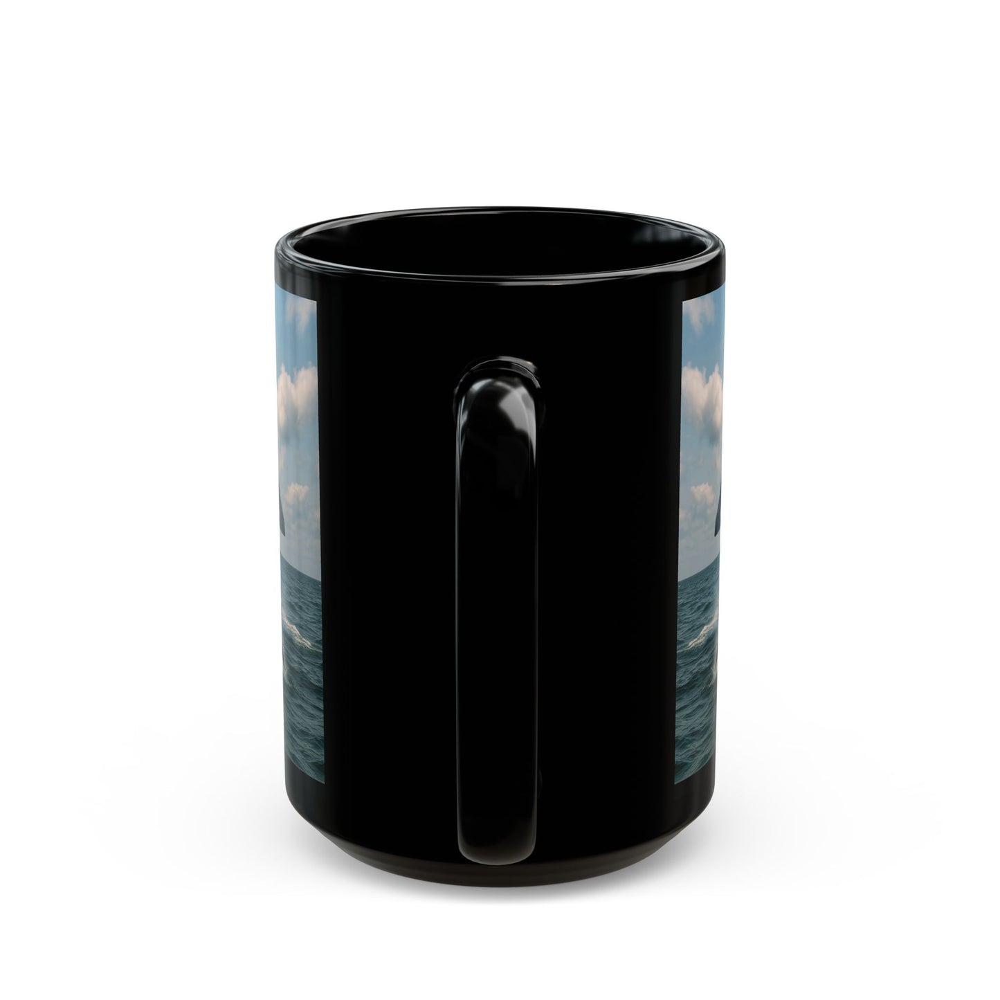 Black Coffee Mug - UFO and Dolphin