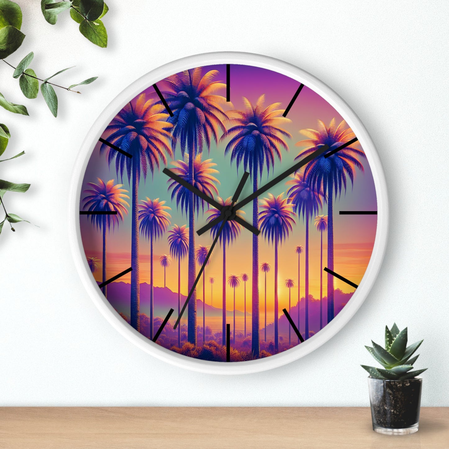 Wall Clock, Sunset Palms, Hands/Base Color Variants