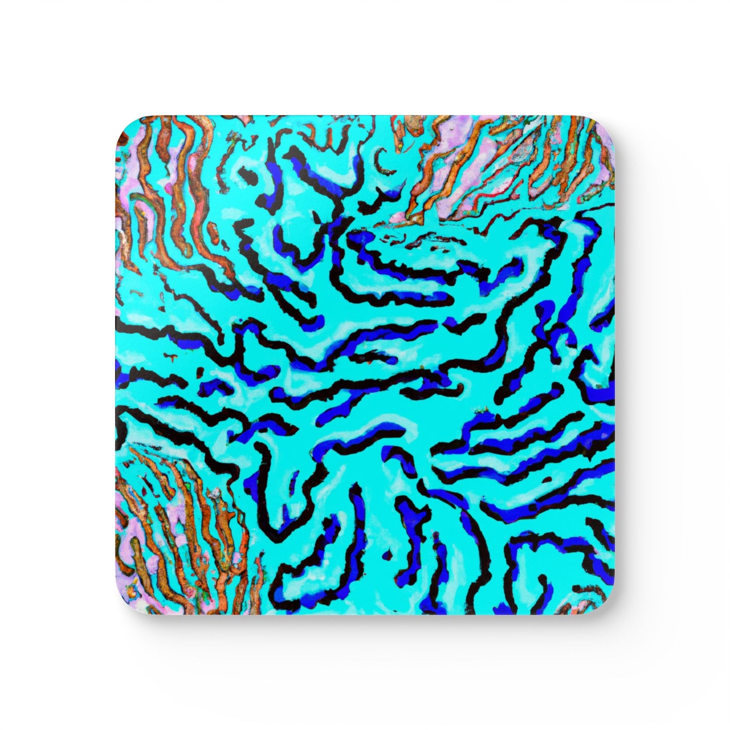 Coaster Set - Wild Coral, Turquoise