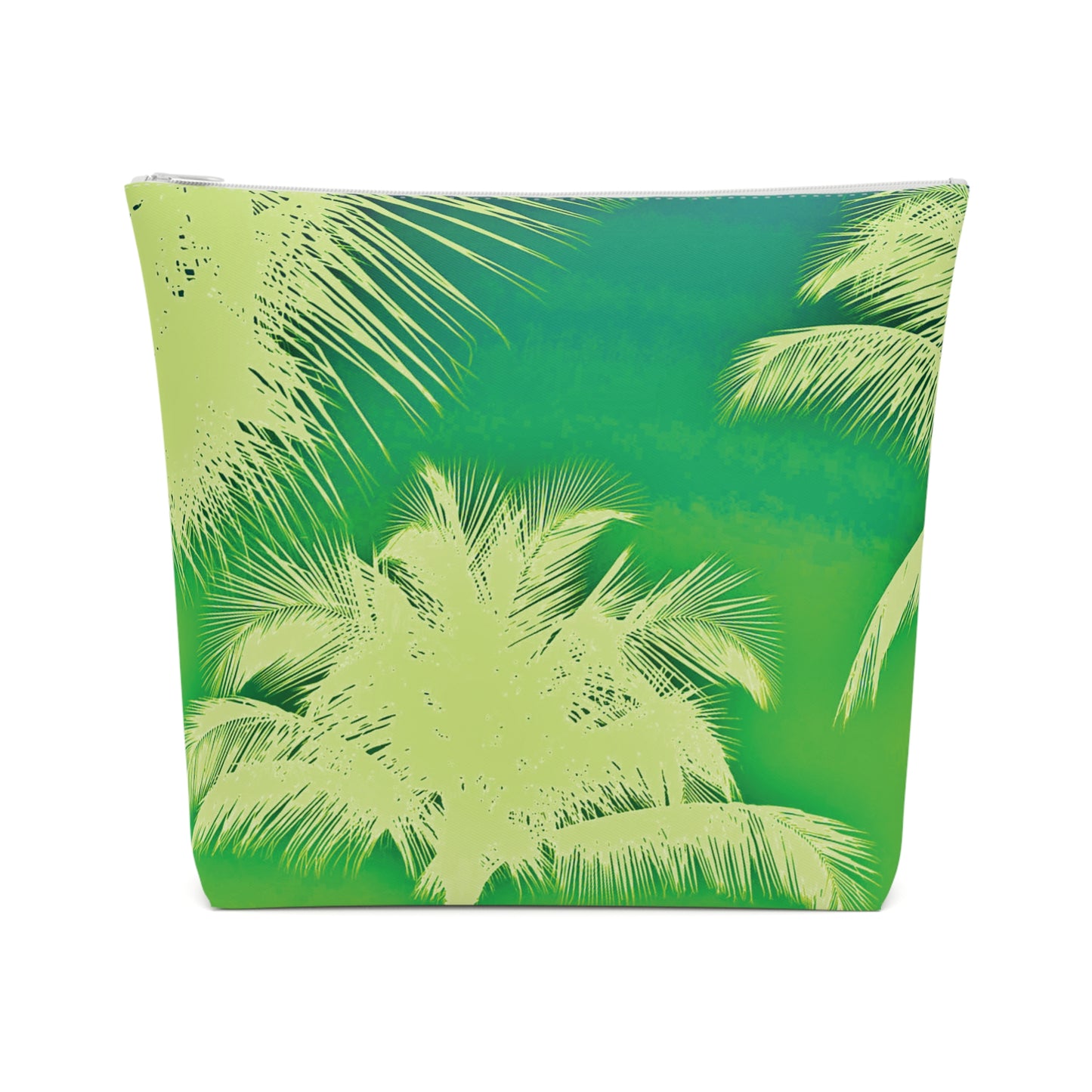 Tropical Cotton Cosmetic Bag, Makeup Pouch, 5 Sizes / Palm Glow, Green