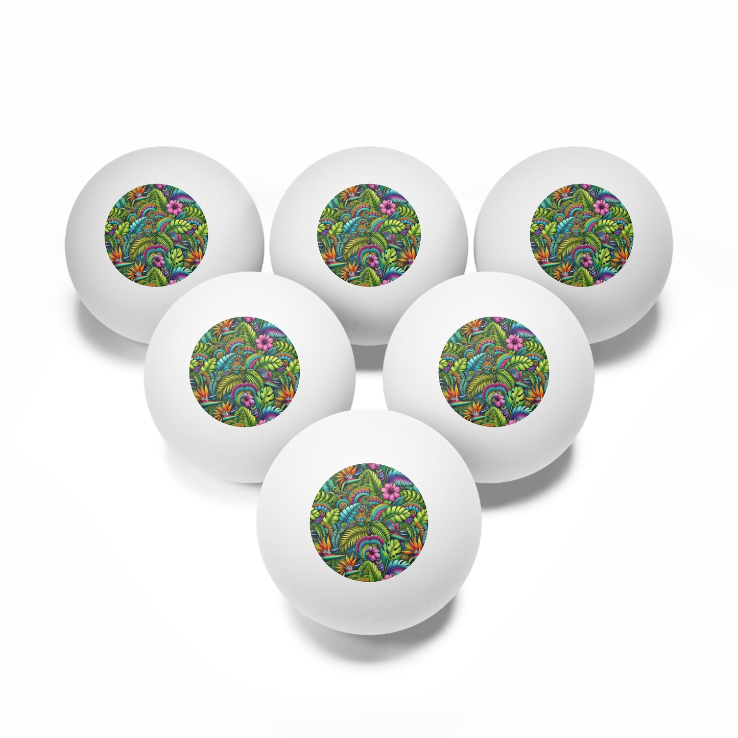 Tropical Paradise Ping Pong Balls - 6 Pack with Rainforest Blooms