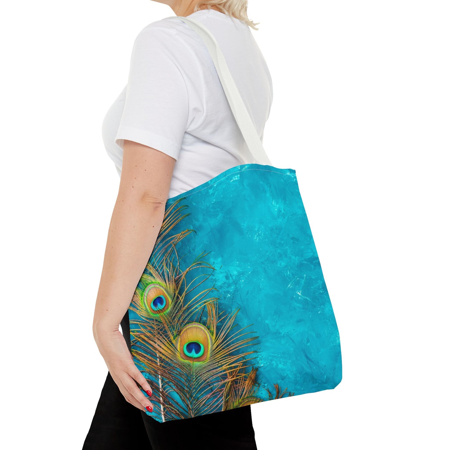 Peacock Turquoise Glow Tote Bag - 3 Sizes