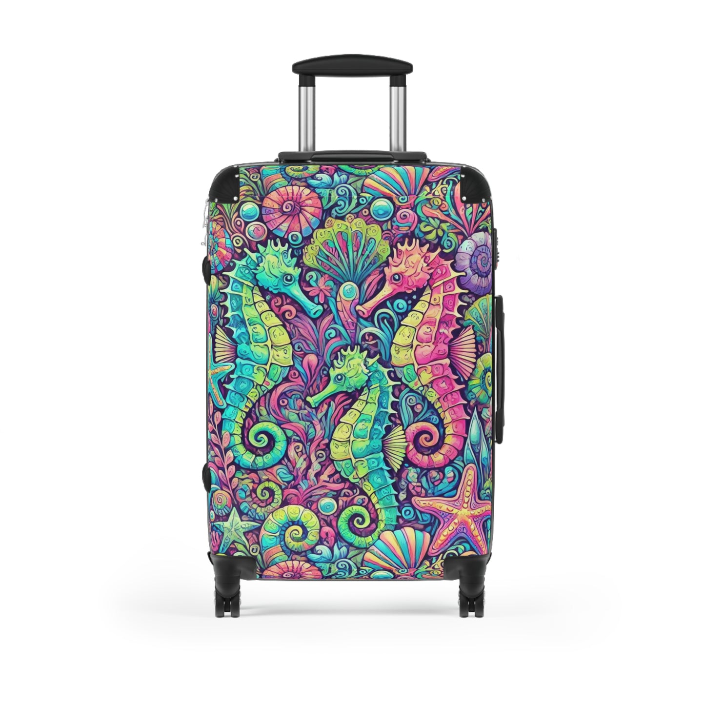 Colorful Tropical Suitcase - Stylish Travel Luggage for Adventurers / Seahorses
