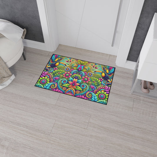 Heavy Duty Floor Mat, 5 Sizes – Tropical Area Rug for Home Décor / Rainforest Music, Doublet