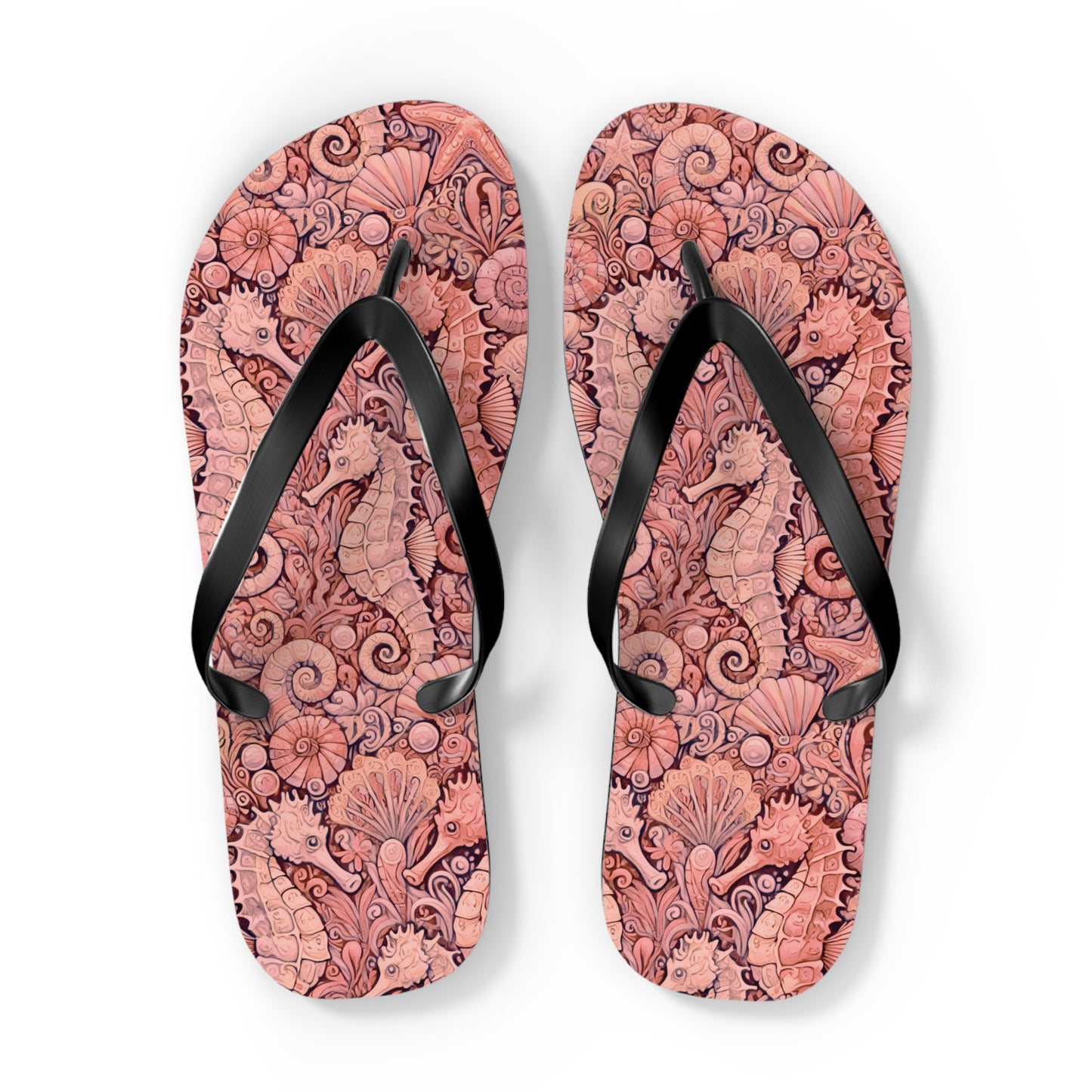 Flip Flops - Seahorses/Red