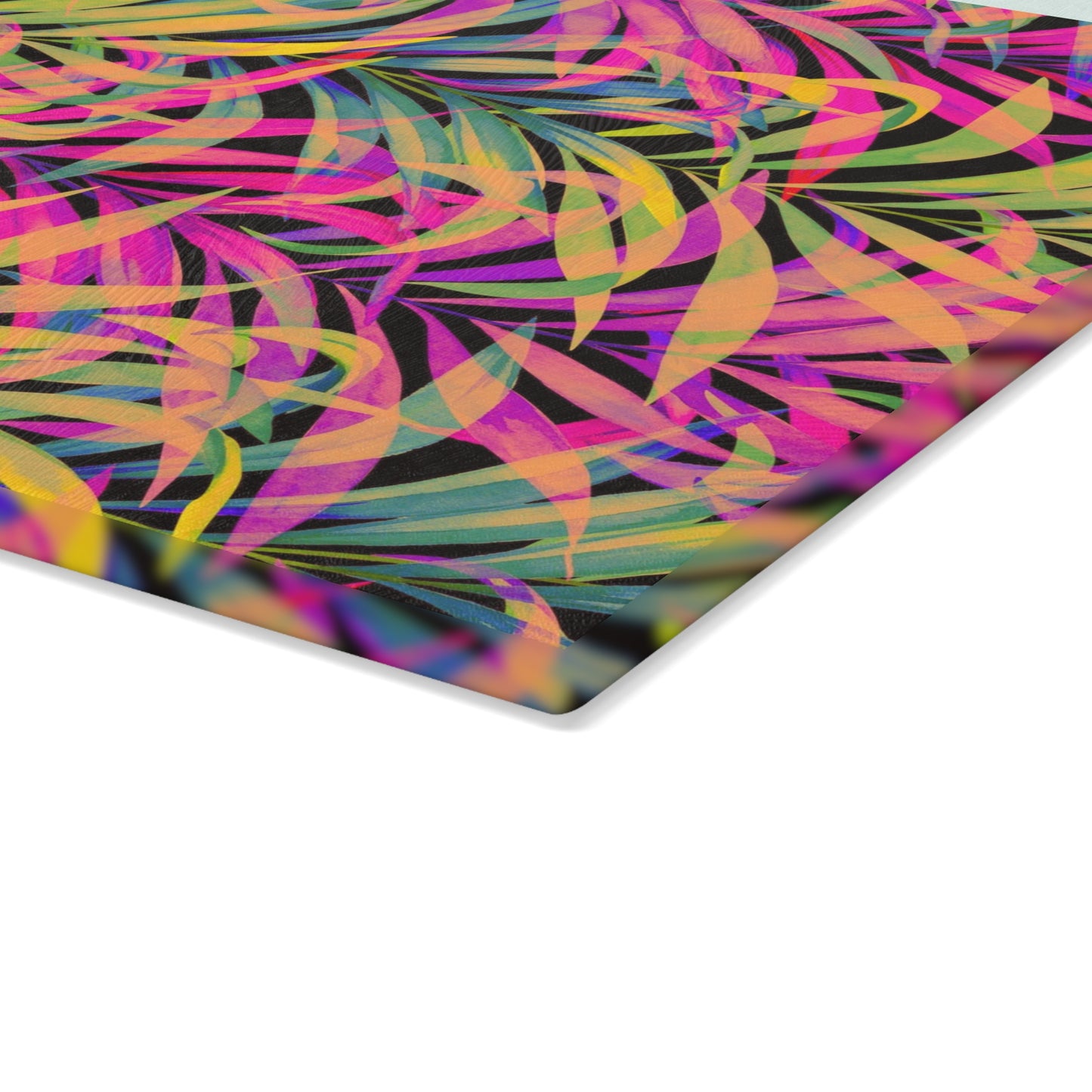 Glass Cutting Board, 2 sizes - Rainbow Fronds