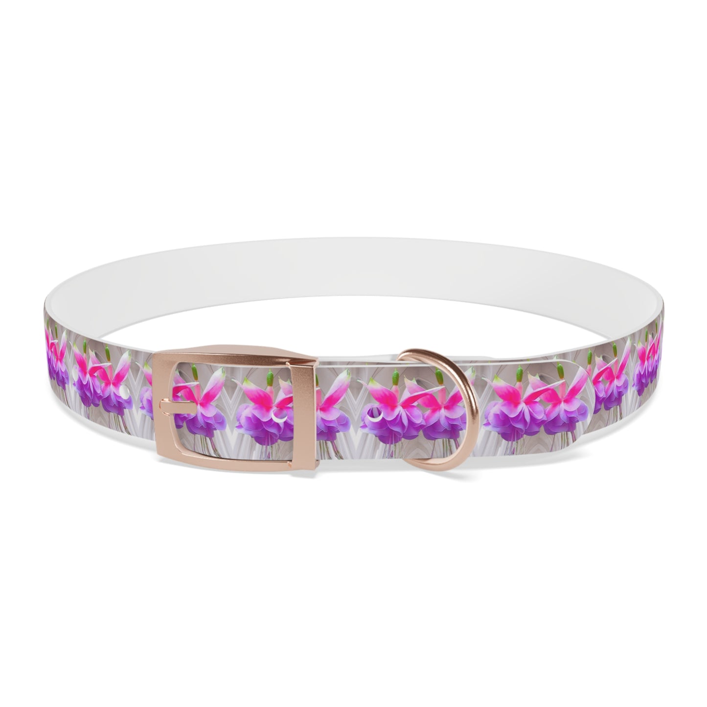 Dog Collar - Two Pink Fuchsias / Gothic, Kaleidoscope