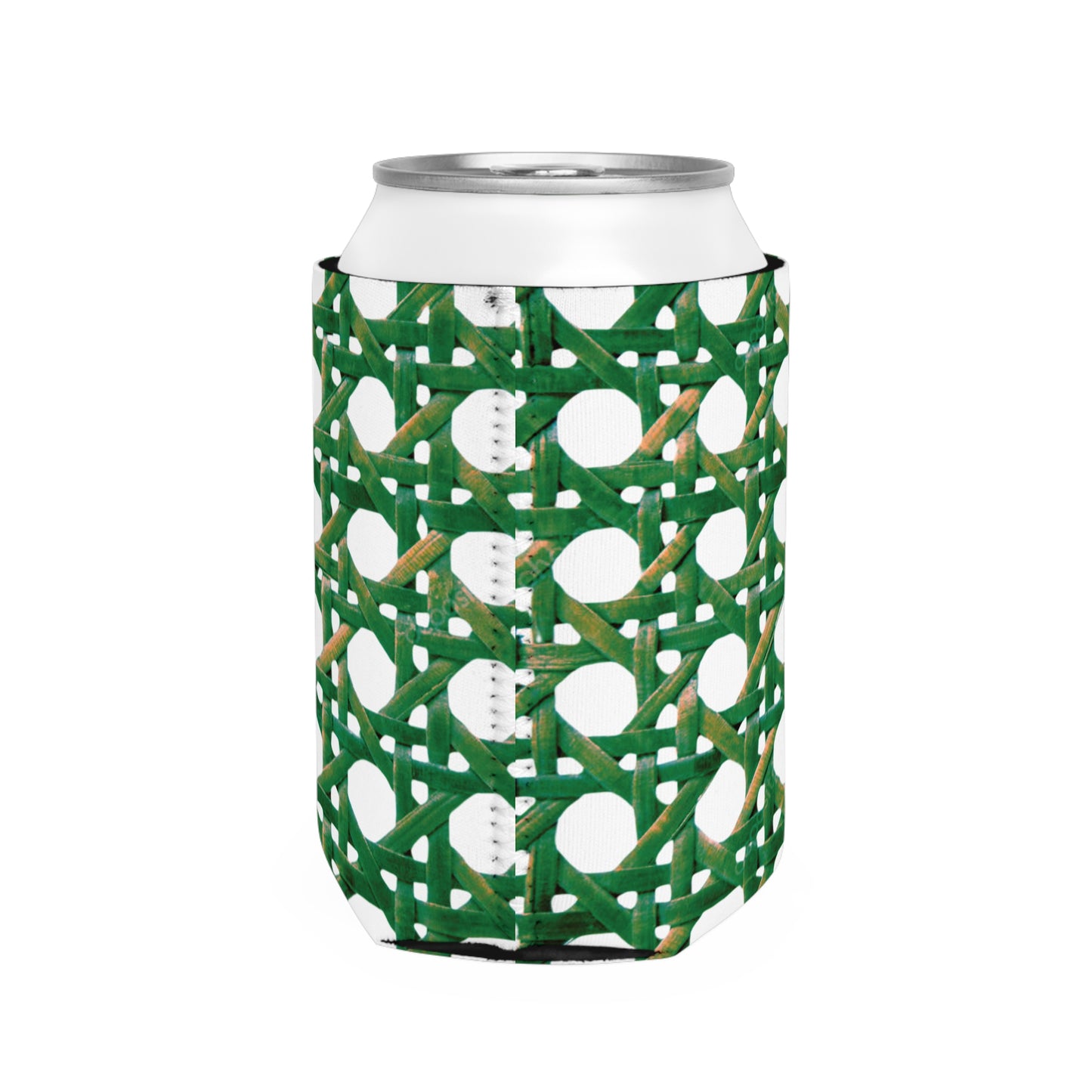 Beach Chair Wicker/Green Can Cooler Sleeve - Perfect for Outdoor Picnics