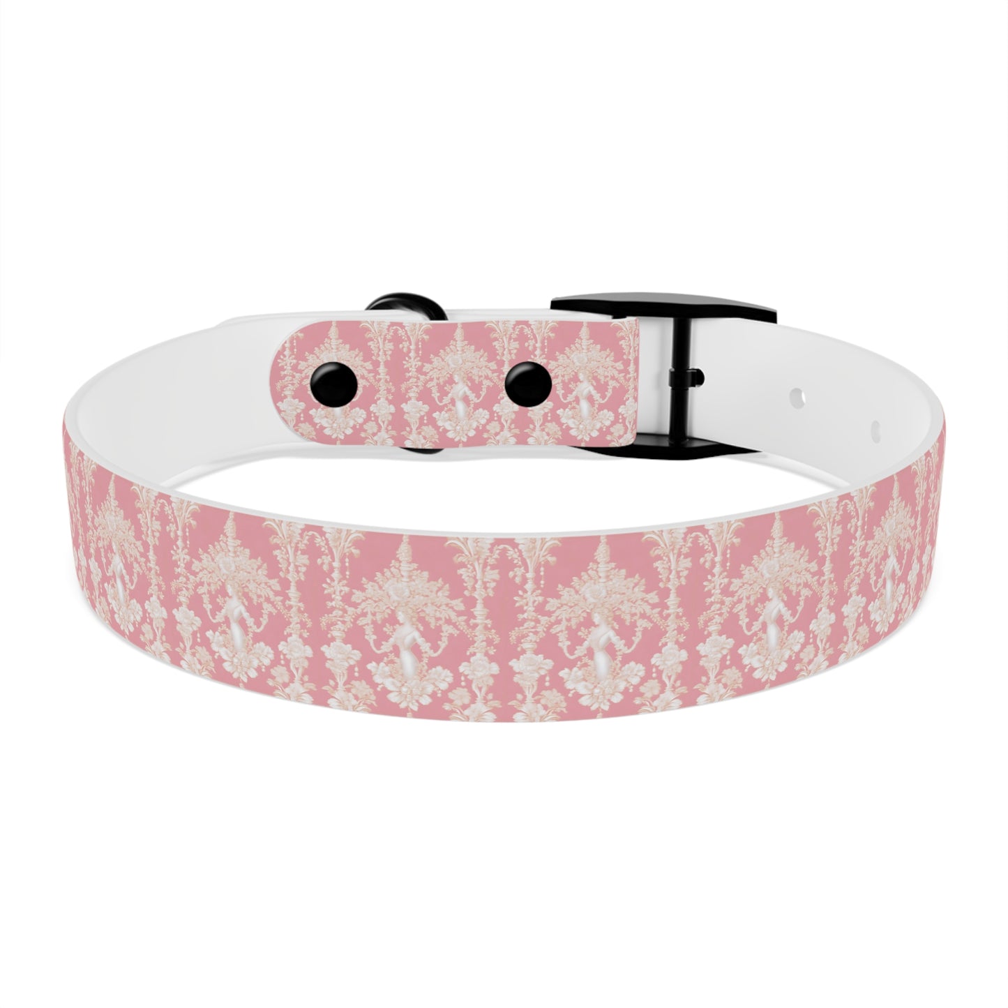 Dog Collar - Pearl Lady Toile, hibiscus pink