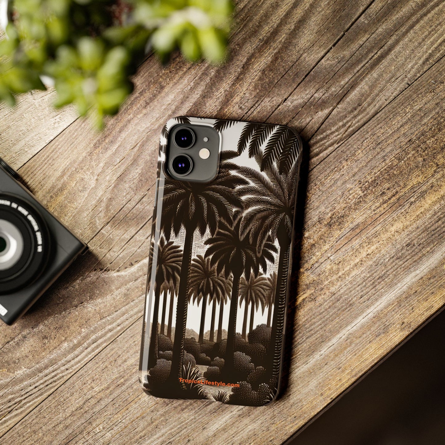 Slim Phone Cases - Woodcut Palm Grove