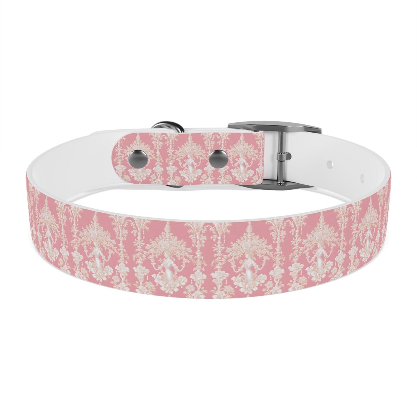 Dog Collar - Pearl Lady Toile, hibiscus pink