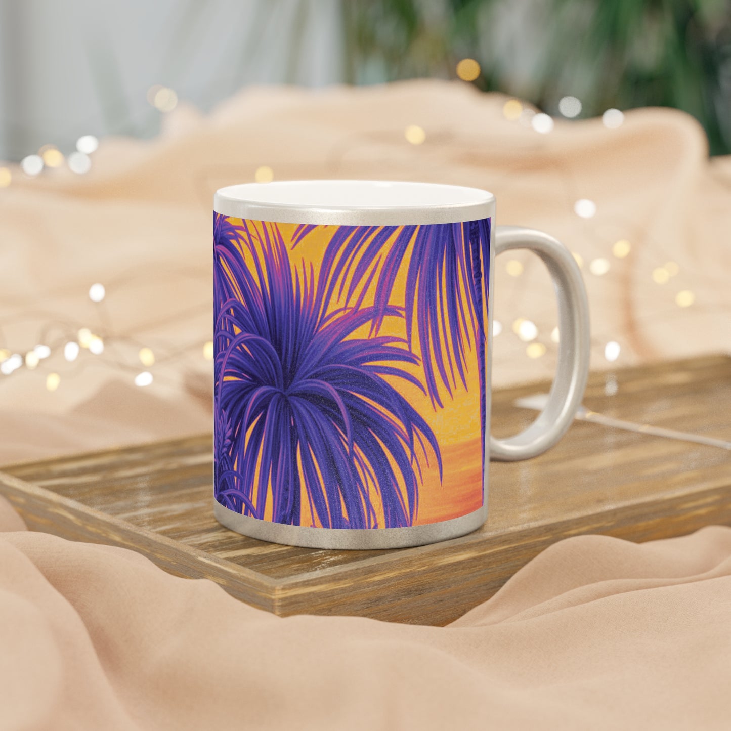 Tropical Metallic Mug, Gold or Silver - Tiny Palm Island Pop