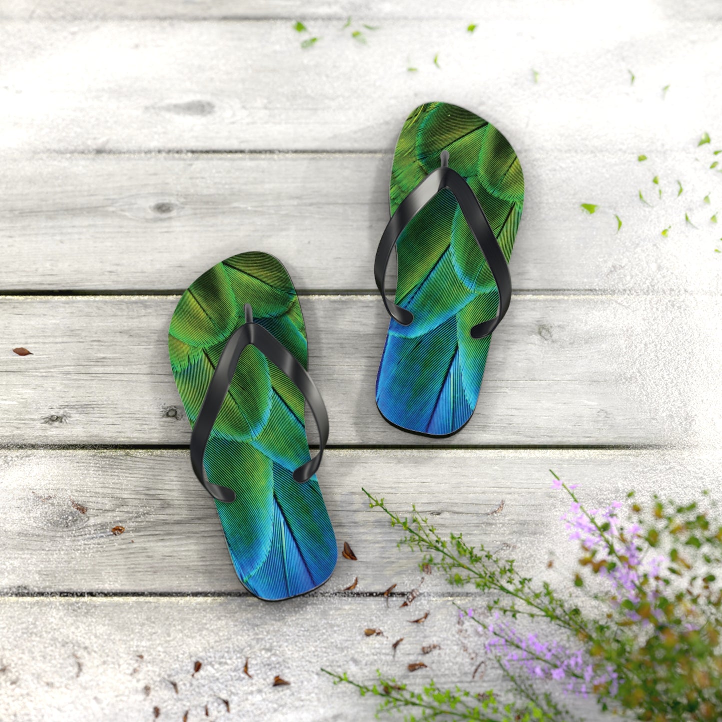 Flip Flops - Shimmering Peacock Plumes