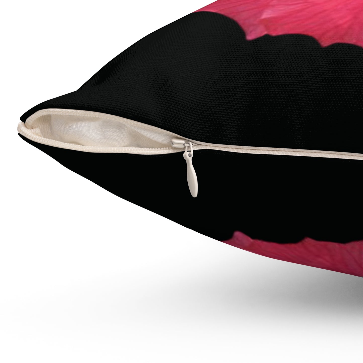 Decorative Pillow - Accent Cushion, 4 Sizes / Photo Pink Hibiscus, Black