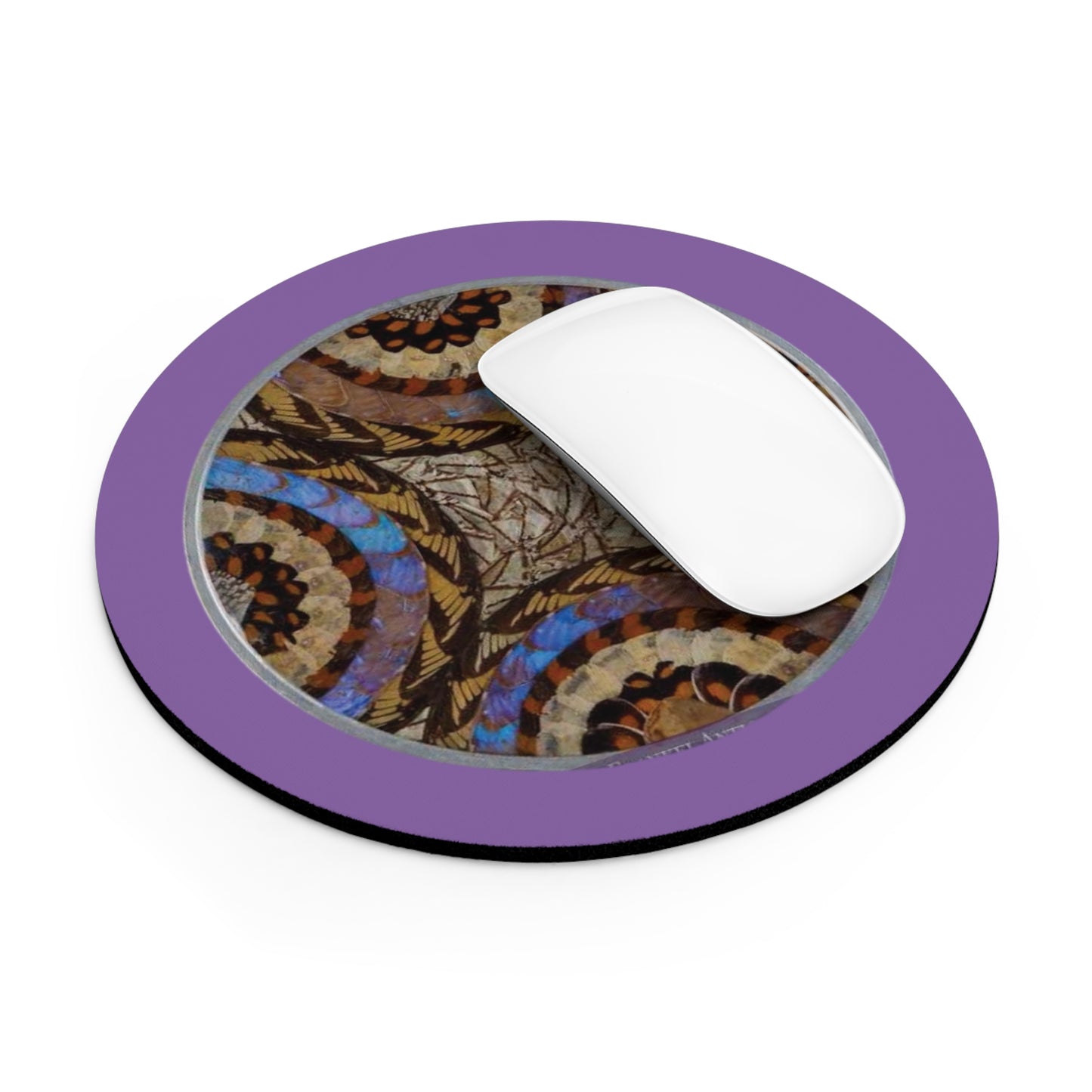 Tropical Mouse Pad, 2 Shapes - Beach Vibes for Home Office & Gamer / Real Butterfly Wing Art, Lt. Purple