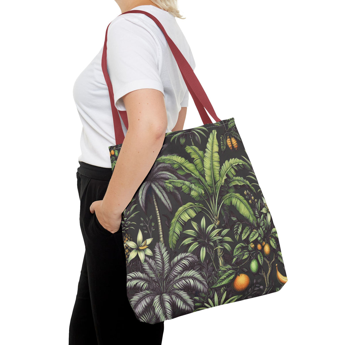 Tropical Fruit/Black Tote Bag - 3 Sizes