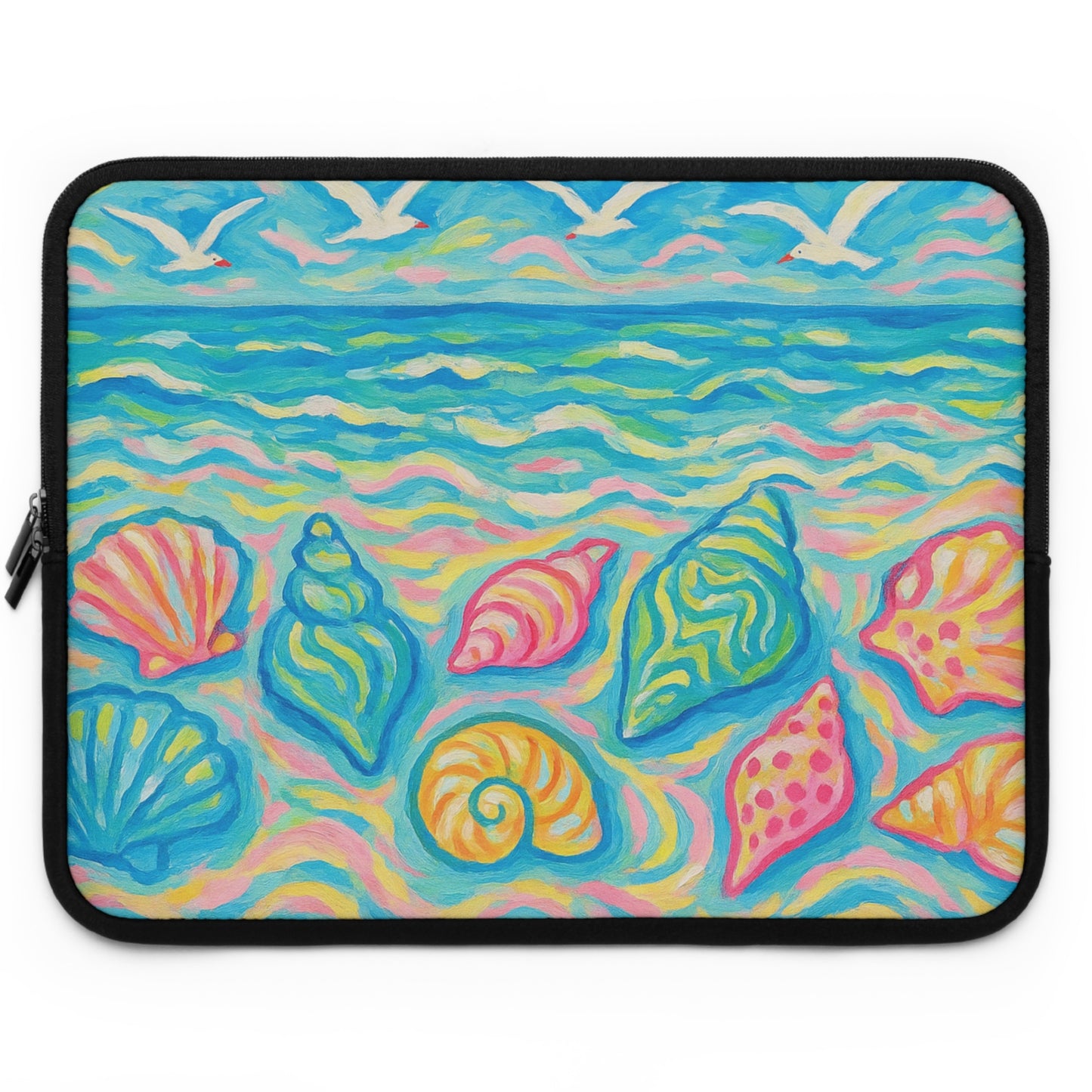 Tropical Laptop Sleeve, 5 Sizes - Perfect for Ocean Lovers & Students / Glow Seashells