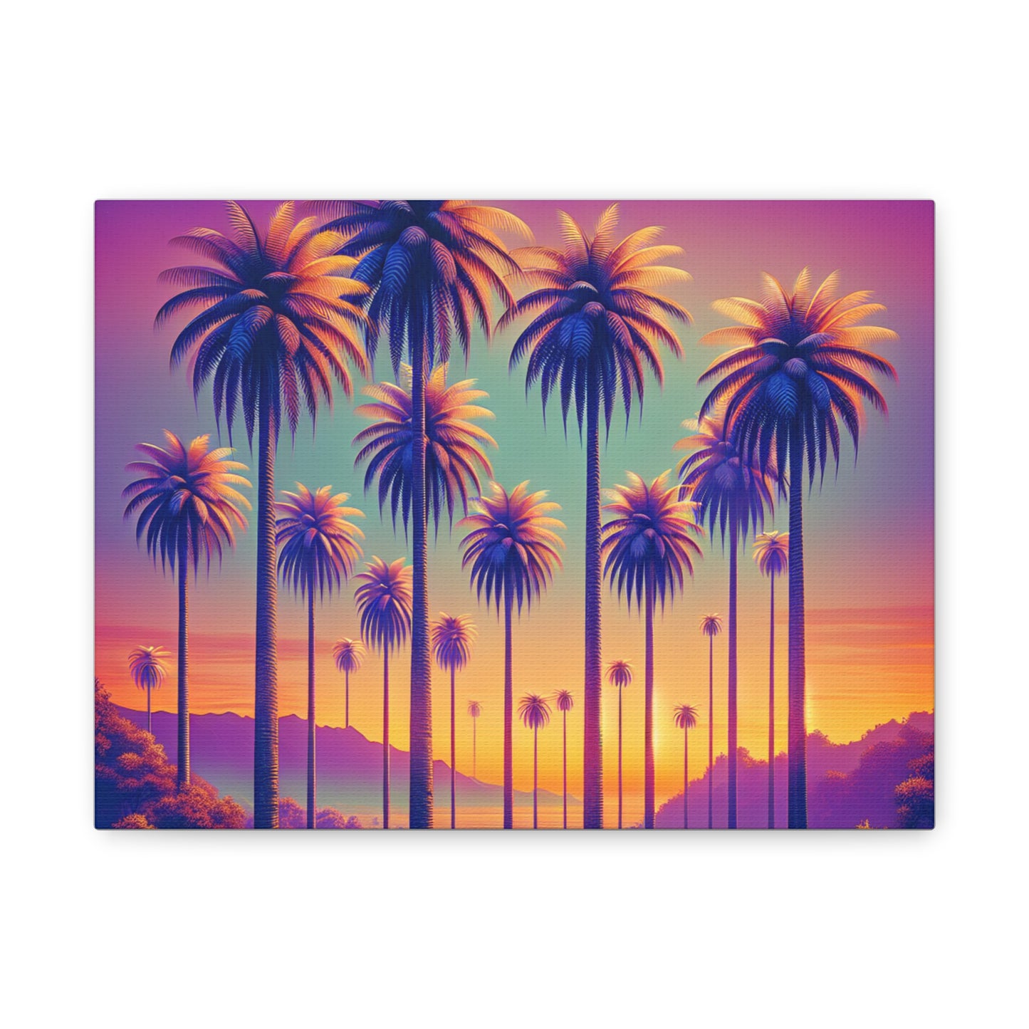Matte Canvas, Stretched, Various Sizes / Sunset Palms