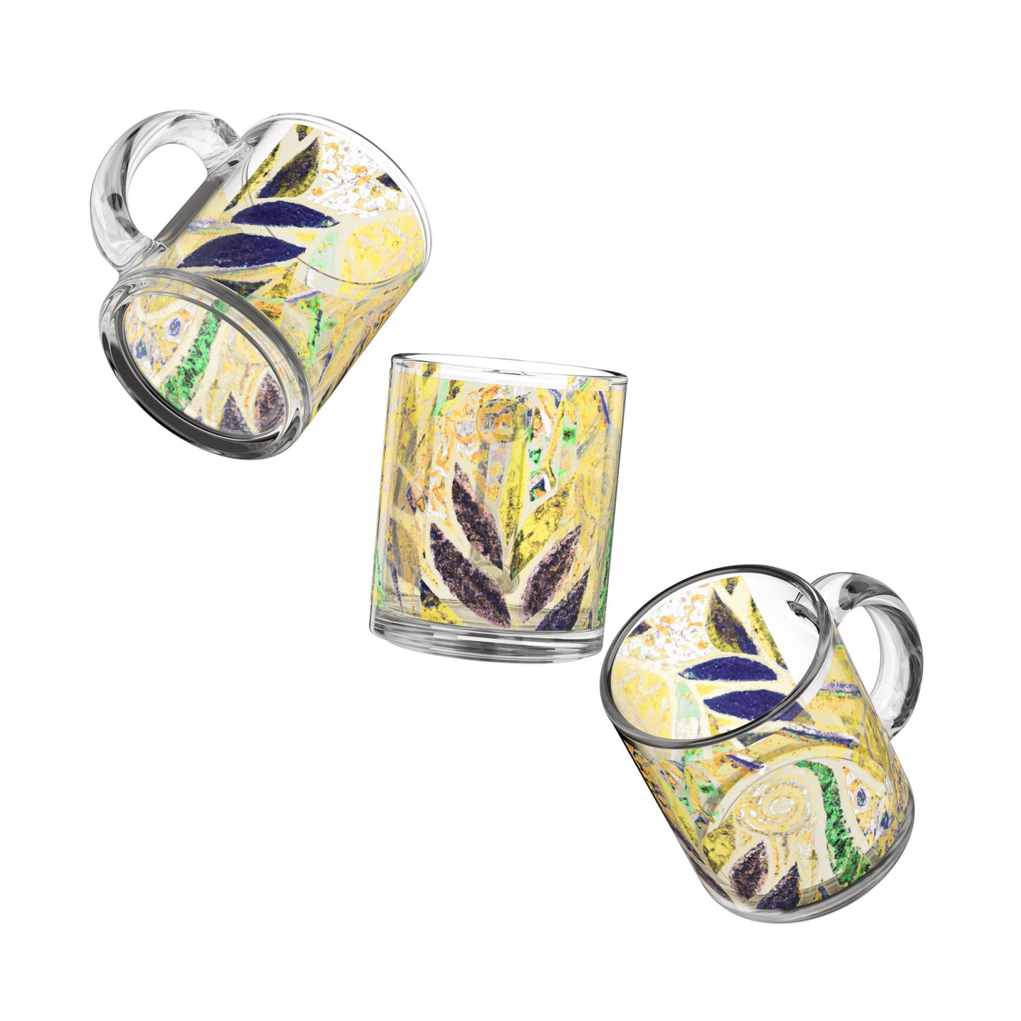 Tropical Glass Mug - 10oz Coffee Cup / Amazon Whimsy Yellow