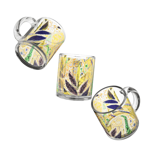 Tropical Glass Mug - 10oz Coffee Cup / Amazon Whimsy Yellow