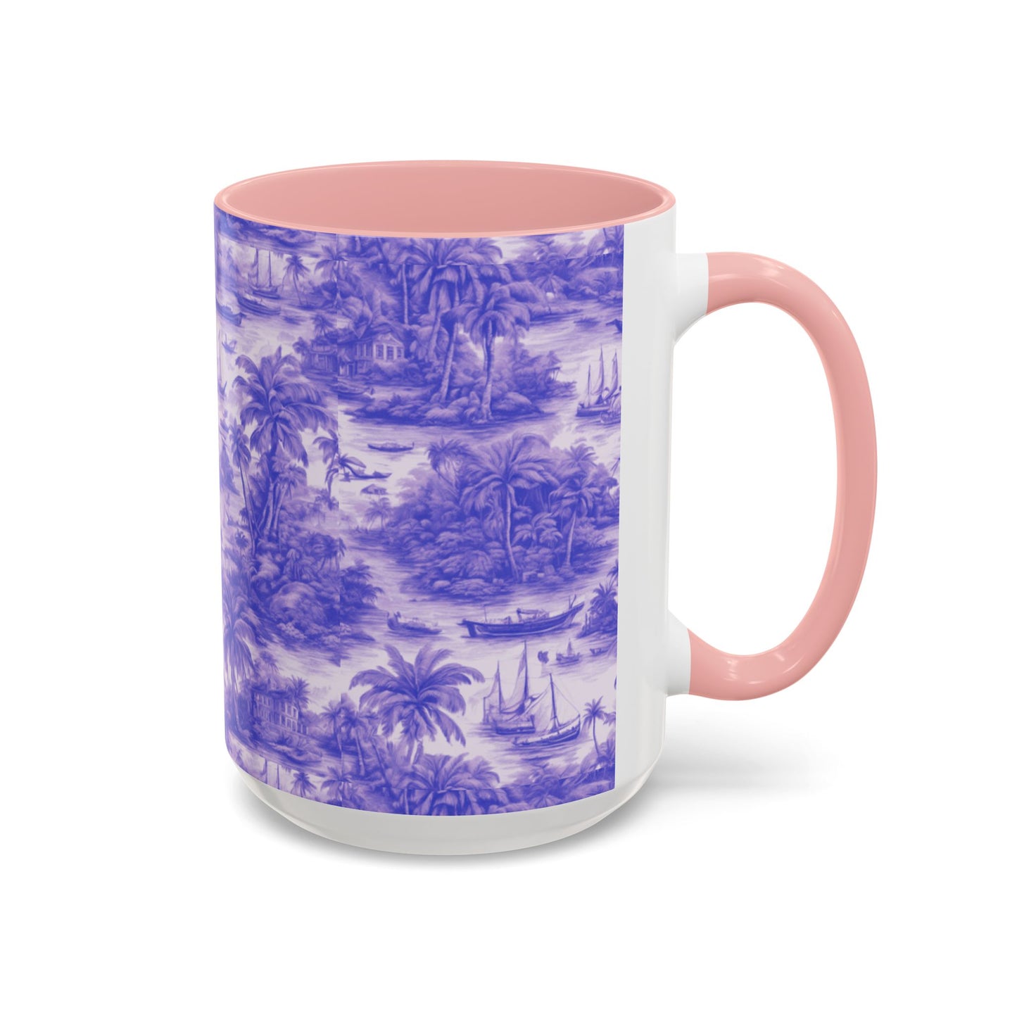 Accent Coffee Mug (11, 15oz), 8 Colors - Tropical Toile #1, purple