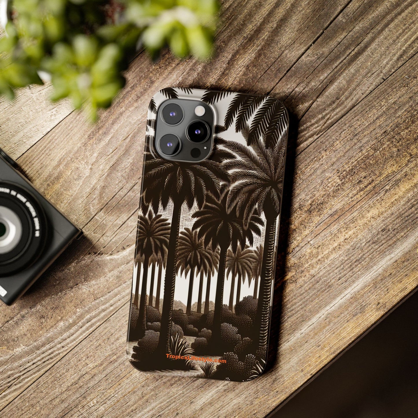 Slim Phone Cases - Woodcut Palm Grove