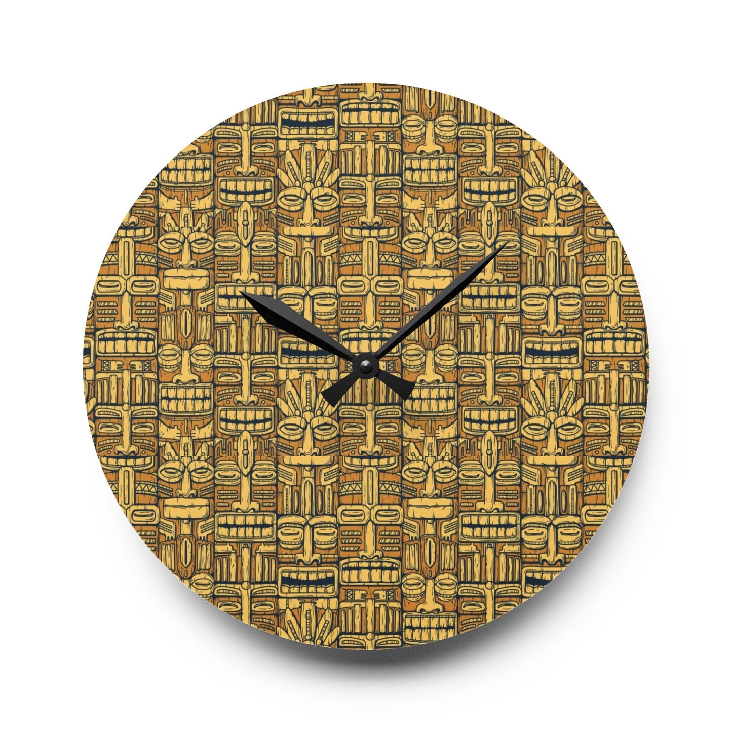 Acrylic Wall Clock, Old Tiki Totems