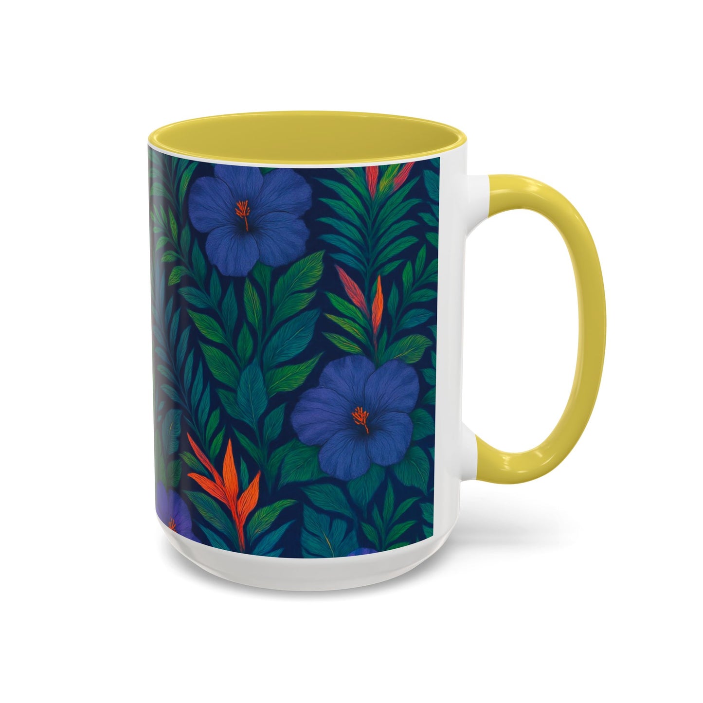 Vibrant Floral Coffee Mug - 11oz & 15oz / Midnight Flower Coral