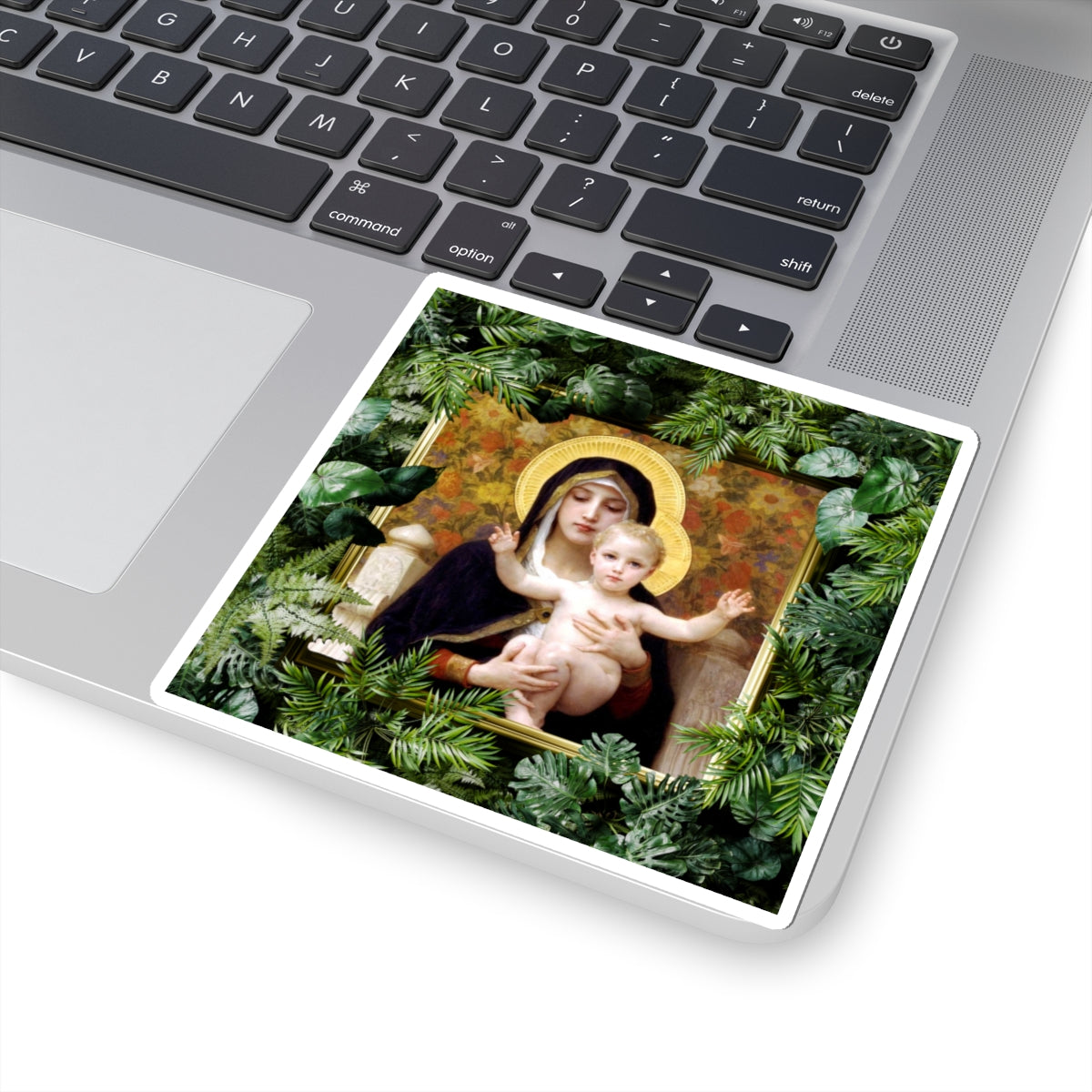 Madonna With Lilies Kiss-Cut Stickers - Religious Laptop Decor