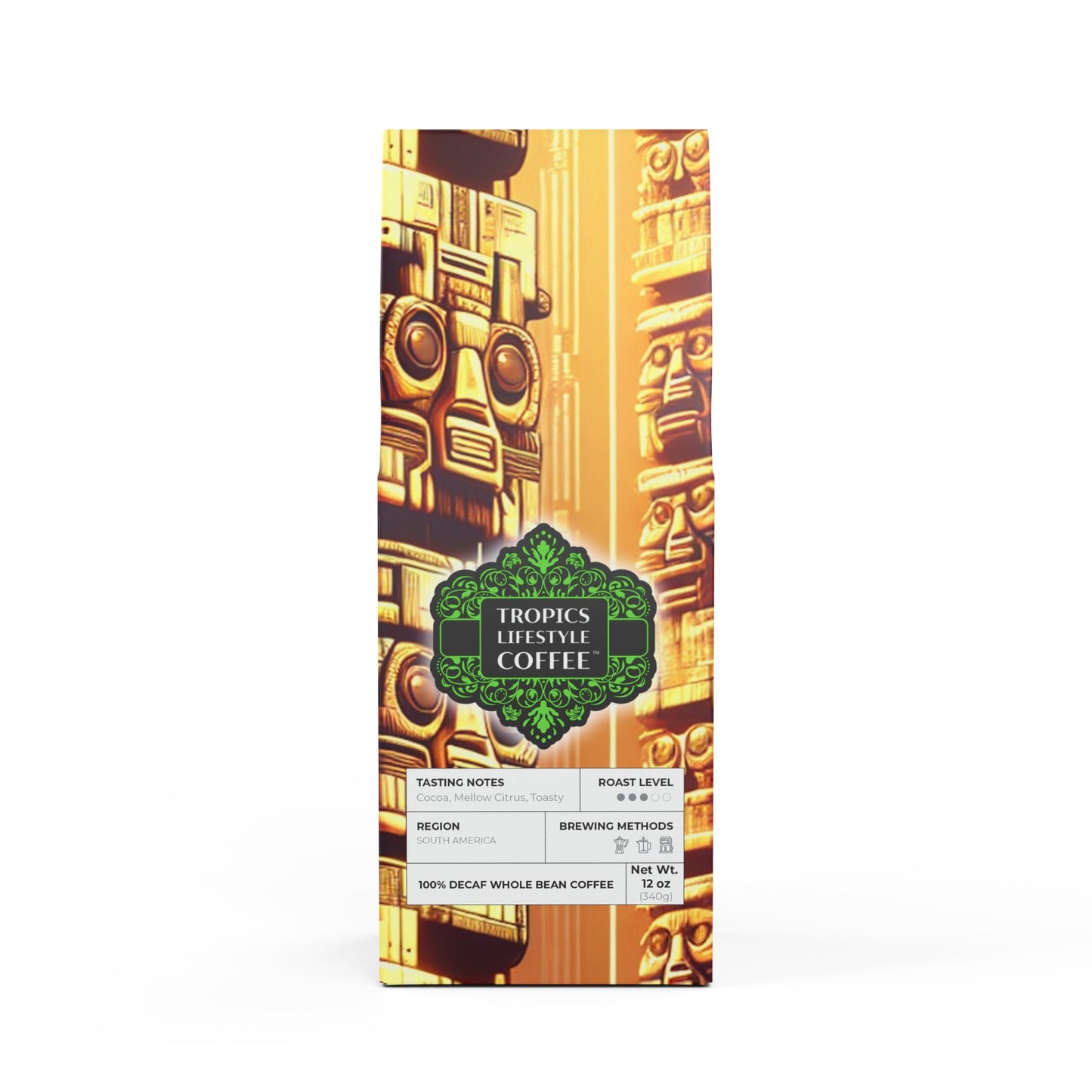 Rainforest Mist™ Single Origin DECAF (Medium Roast) Specialty Grade Coffee / Techno Tiki Totems