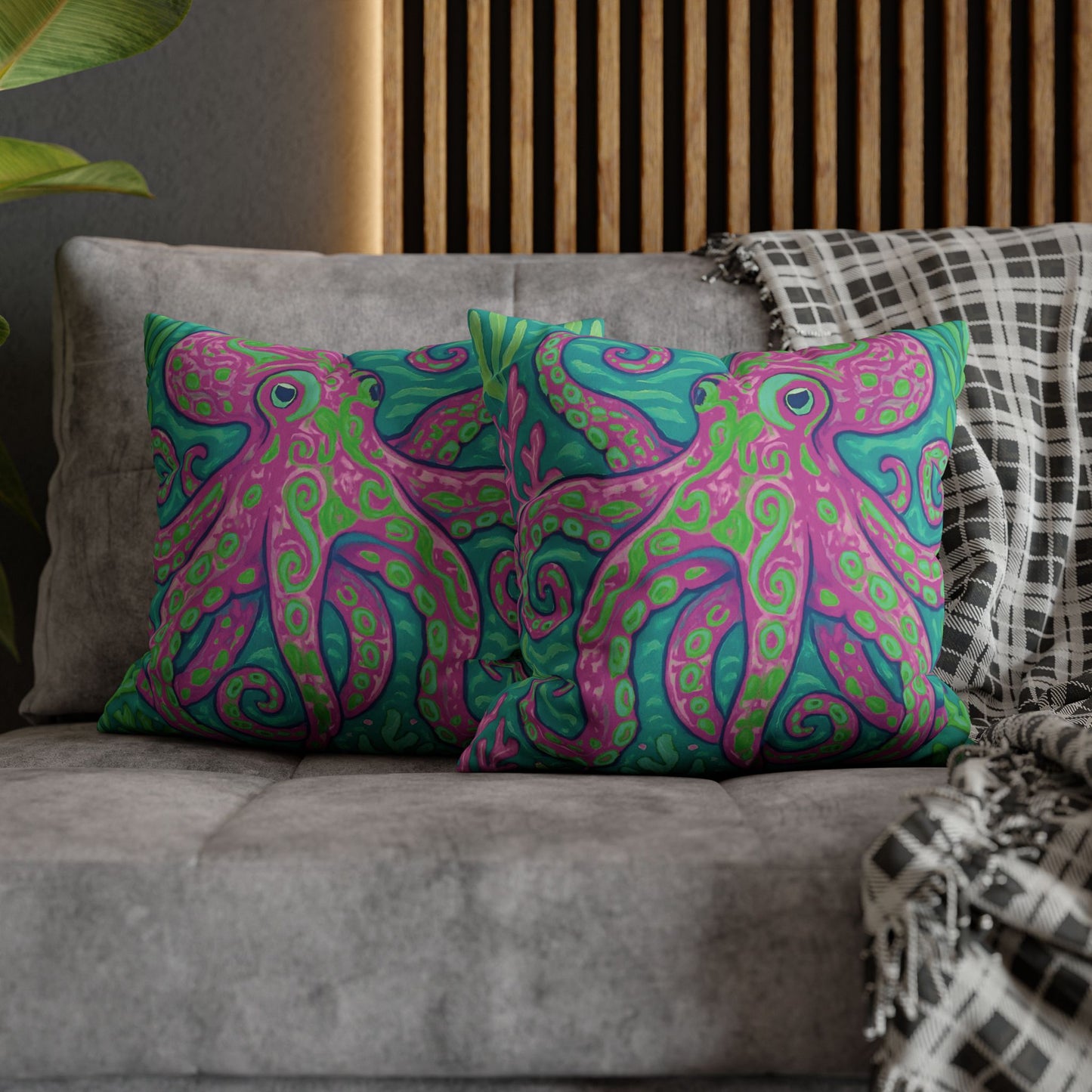 Faux Suede Square Pillowcase - Purple Kraken Joe