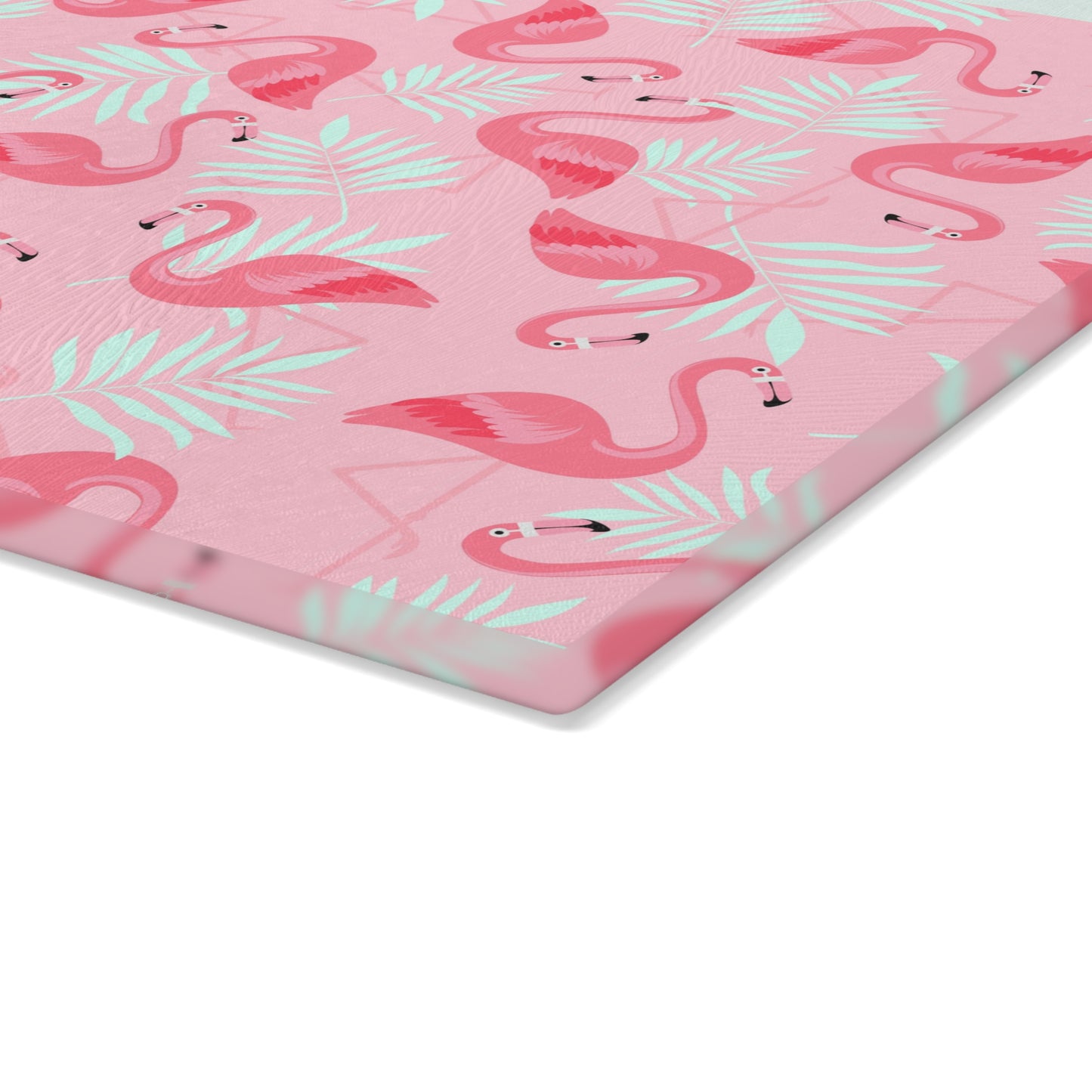 Glass Cutting Board, 2 sizes - Flamingo and White Palms