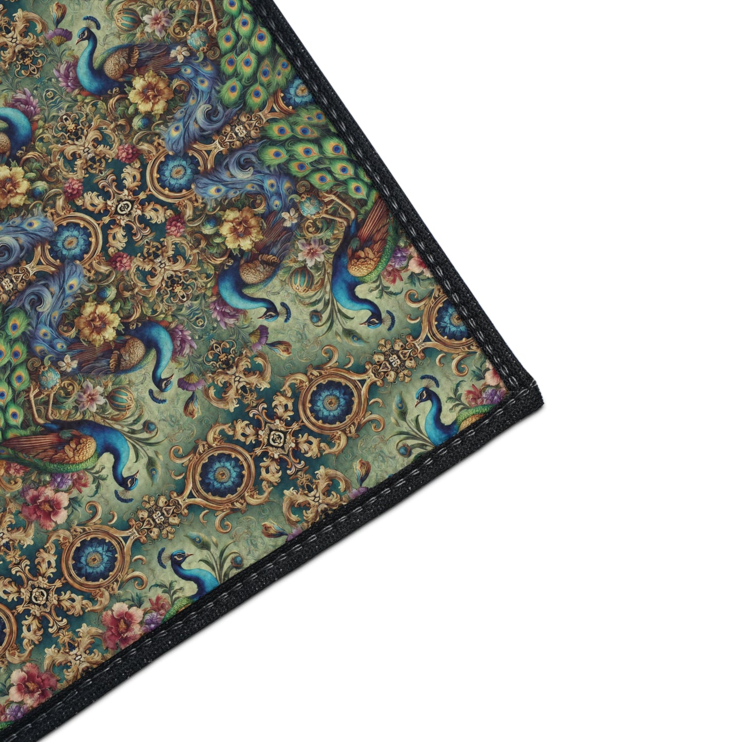 Heavy Duty Floor Mat, 5 Sizes – Tropical Area Rug for Home Décor / Kaleido Peacock Royals