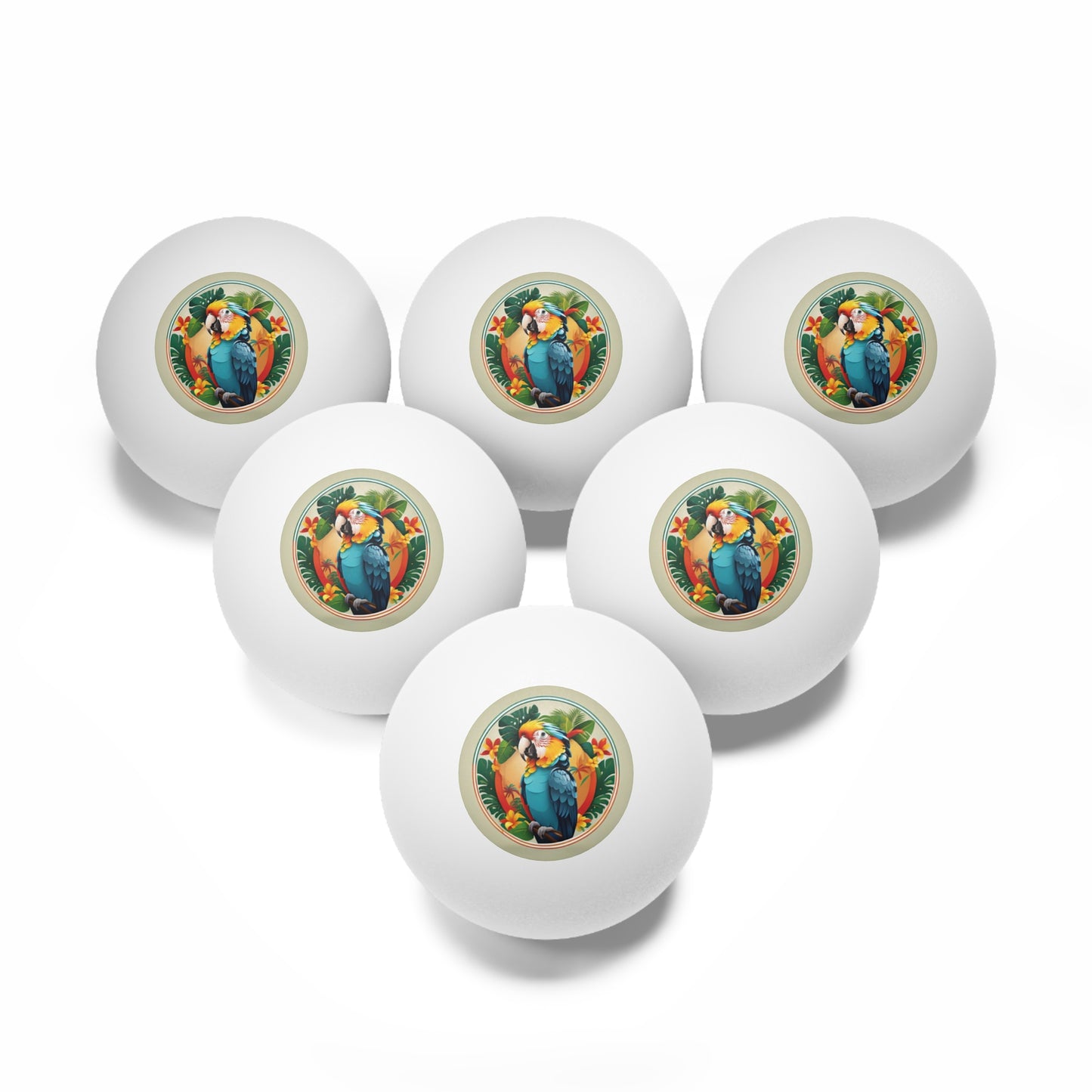 Tropical Paradise Ping Pong Balls - 6 Pack with Coy Parrot
