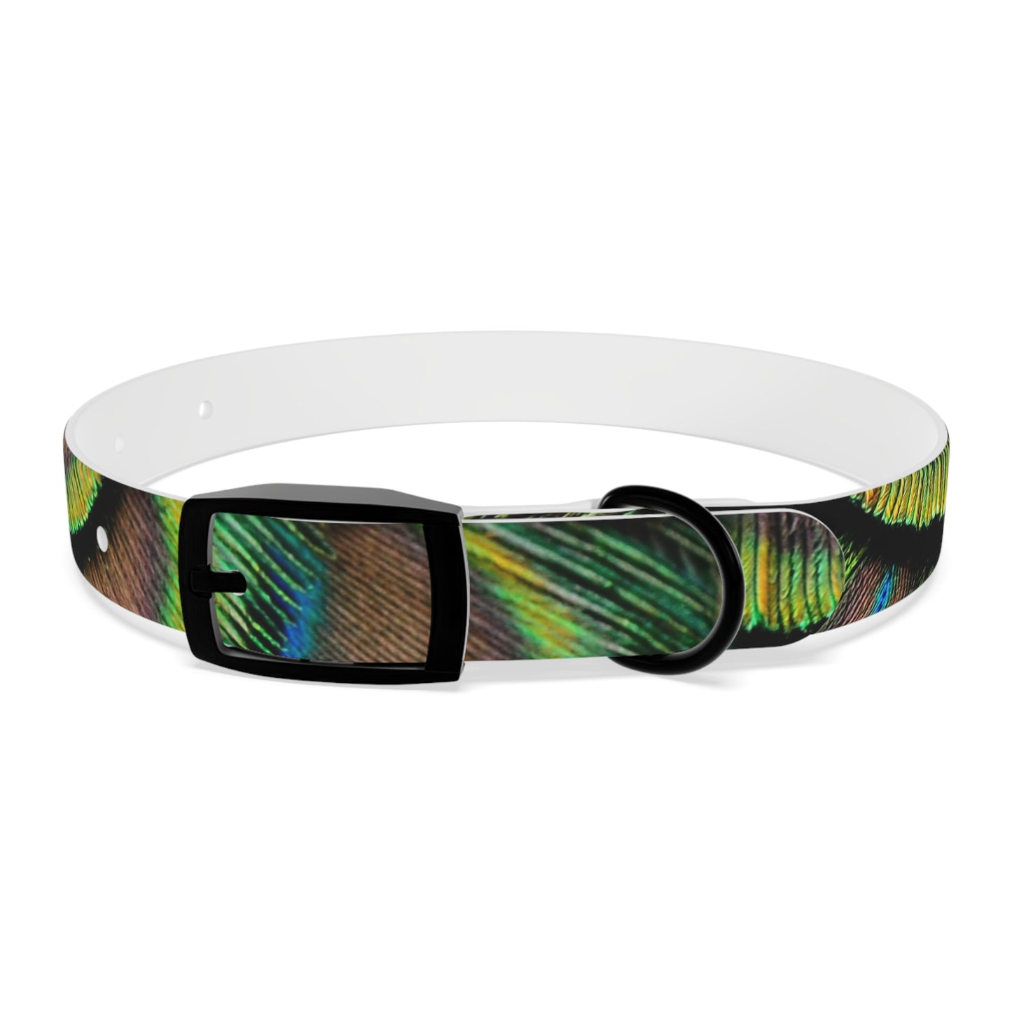 Dog Collar - Brilliant Green Peacock Feathers