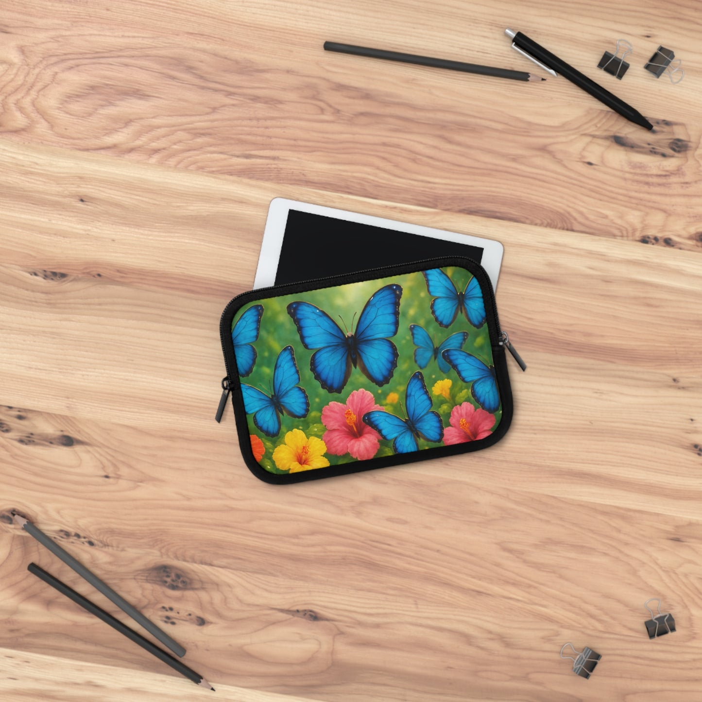 Tropical Laptop Sleeve, 5 Sizes - Perfect for Rainforest Lovers & Students / Morpho Butterfly Flight
