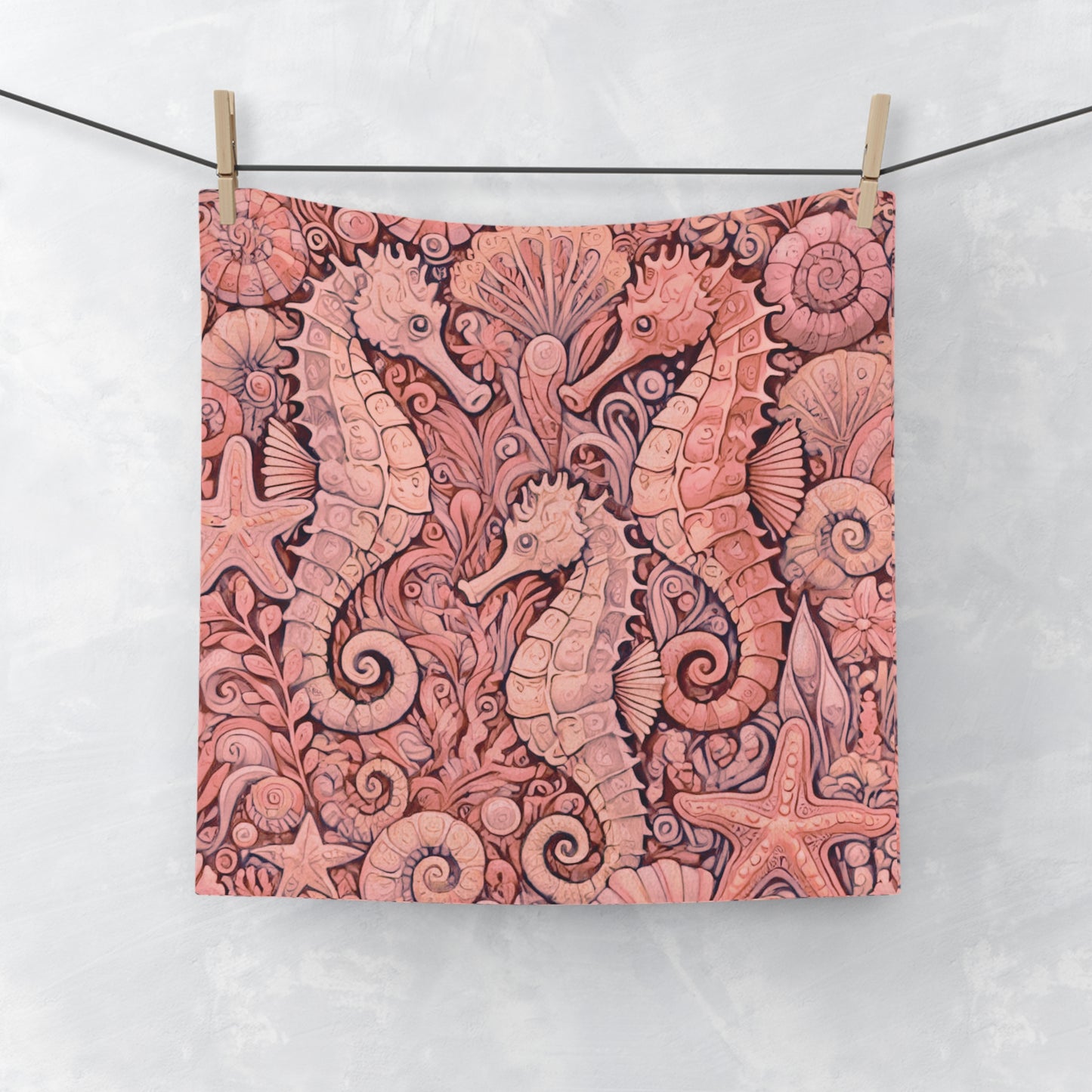 Face Towel - Seahorse Trio/Red