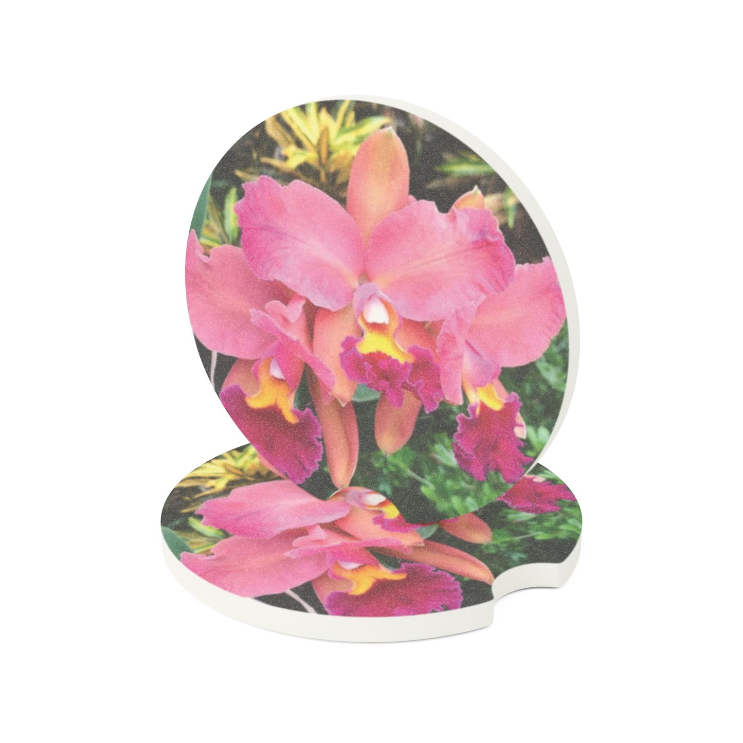 Soapstone Car Coaster - Pink Orchid Trio