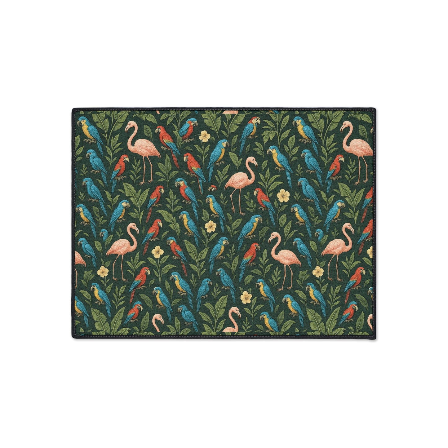 Heavy Duty Floor Mat, 5 Sizes – Tropical Area Rug for Home Décor / Flamingos and Parrots