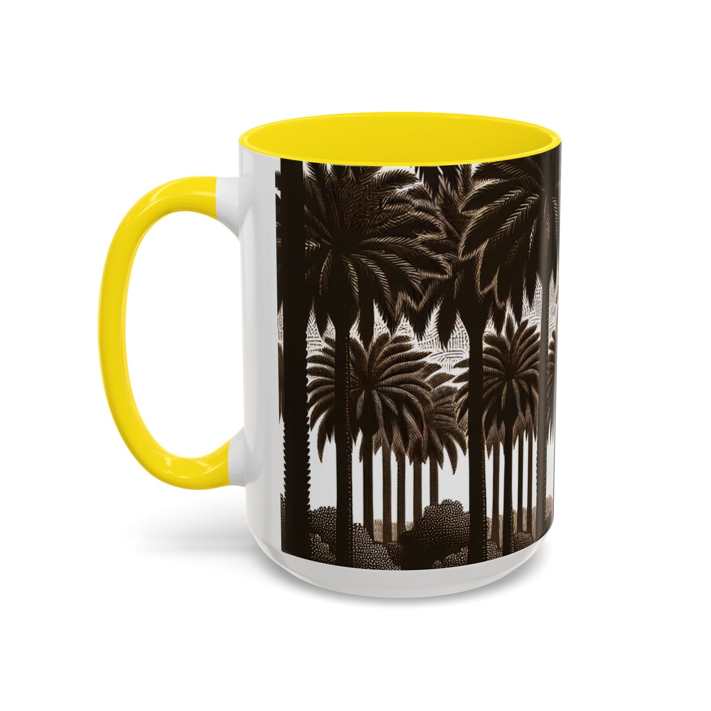 Accent Coffee Mug (11, 15oz) - Woodcut Palm Grove