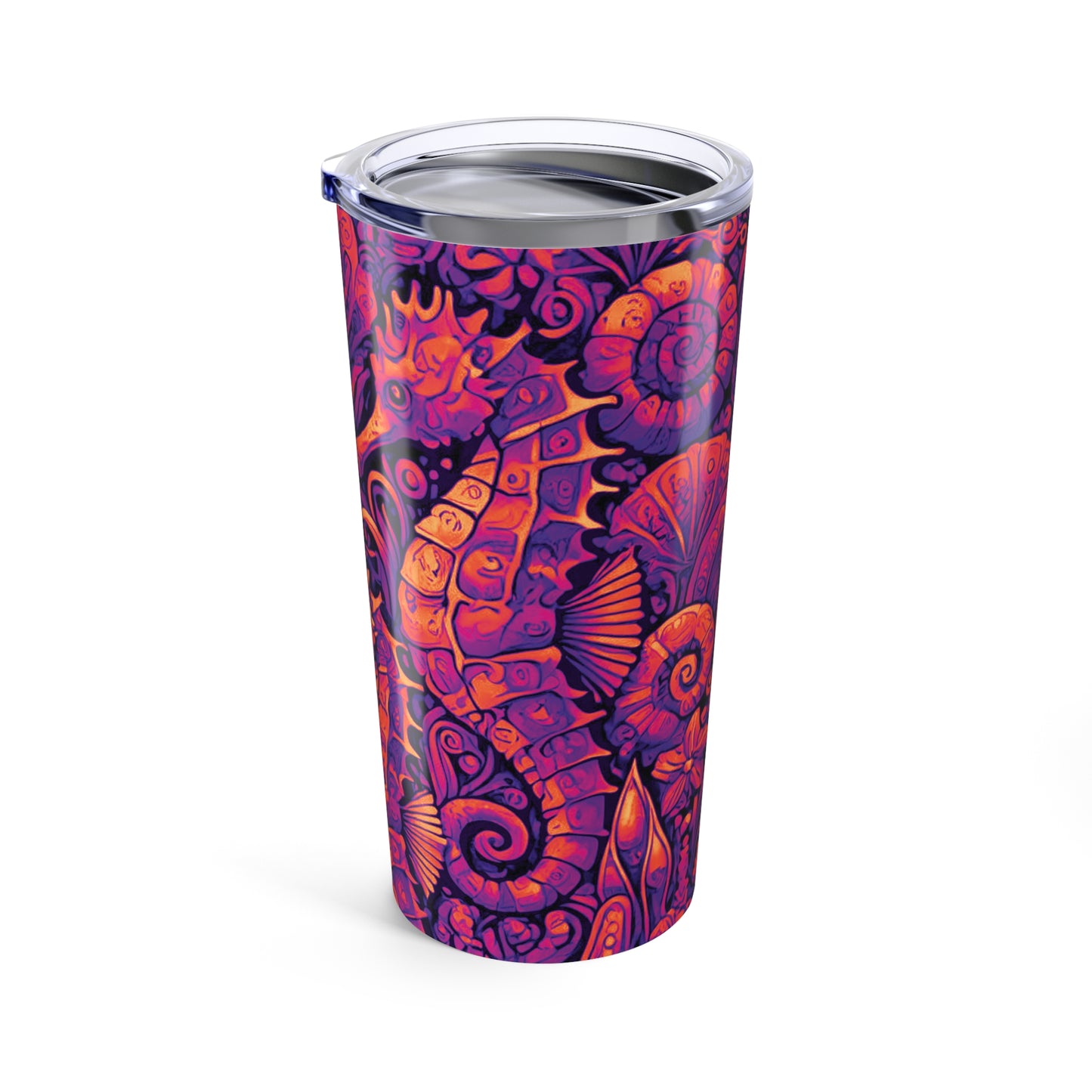 20oz Tropical Glossy Tumbler, Stainless Steel / Seahorse Trio, Heatwave