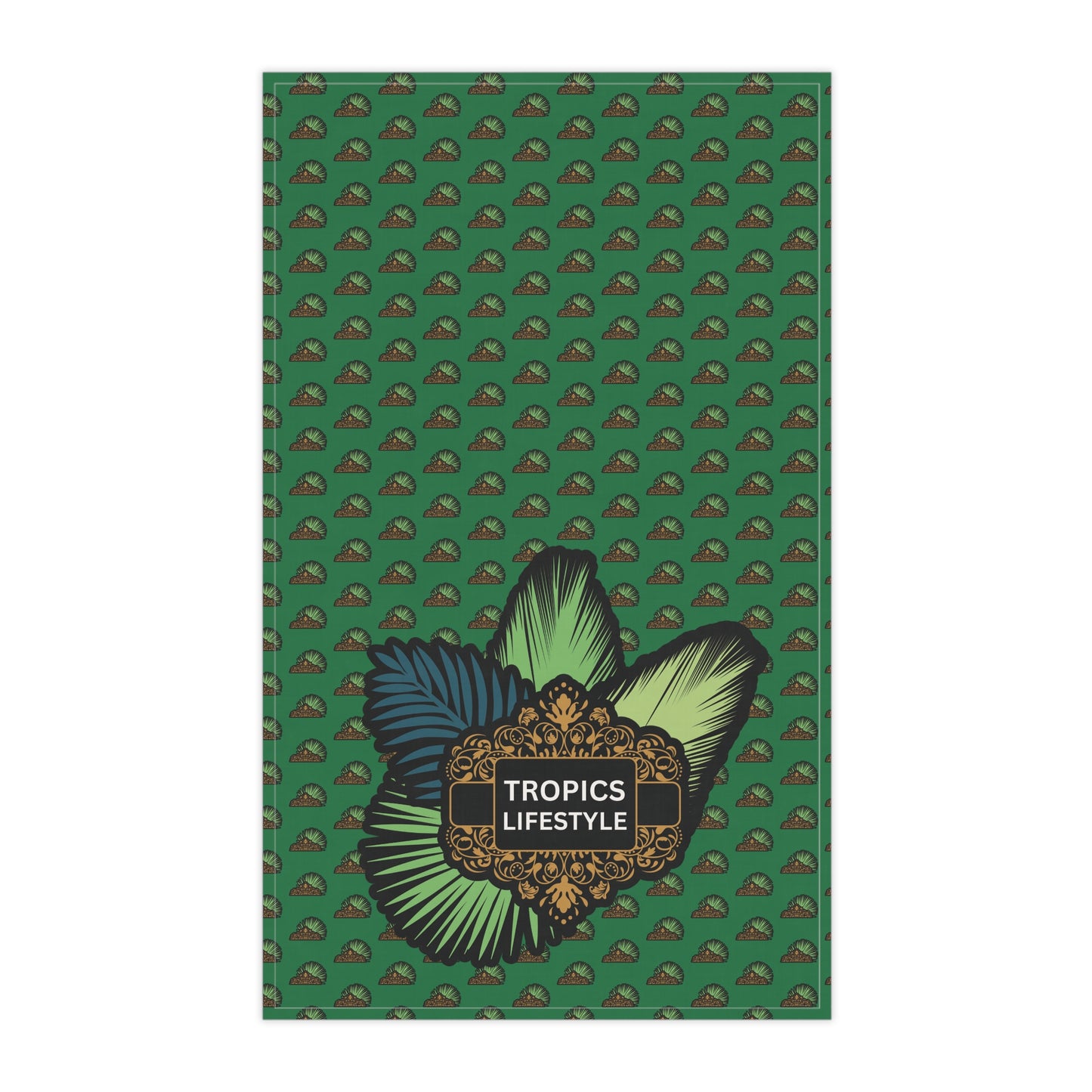 Tea Towels (cotton, poly), Tropics Lifestyle Deco Plant Logo, Micros Dark Green