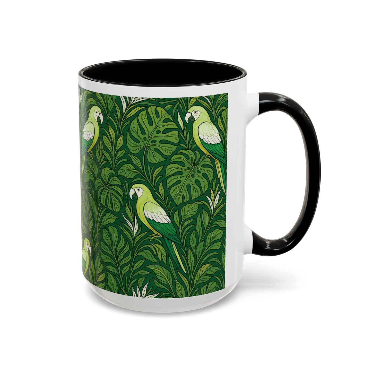 Accent Coffee Mug (11, 15oz), 8 Colors - Parrot Family, Lime