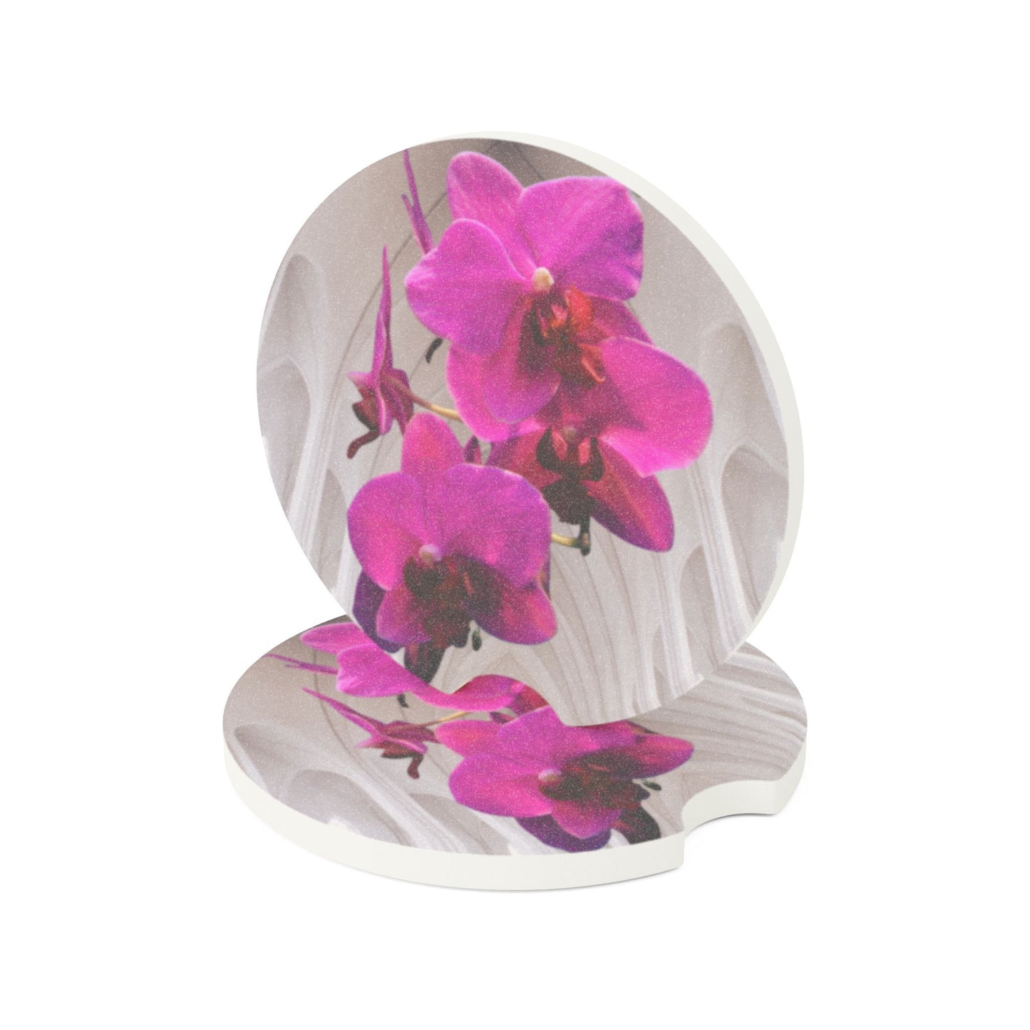 Soapstone Car Coaster - Purple Orchids, Gothic