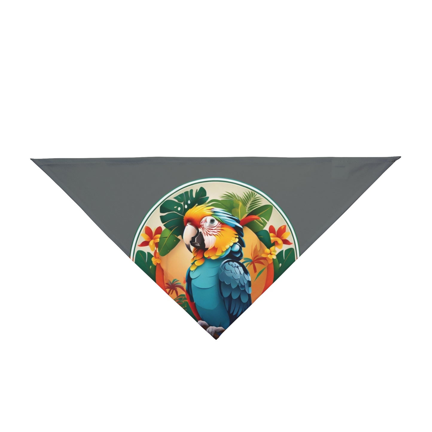 Dark Grey Parrot Friend Tropical Pet Bandana, 2 Sizes - Stylish accessory for dogs & cats