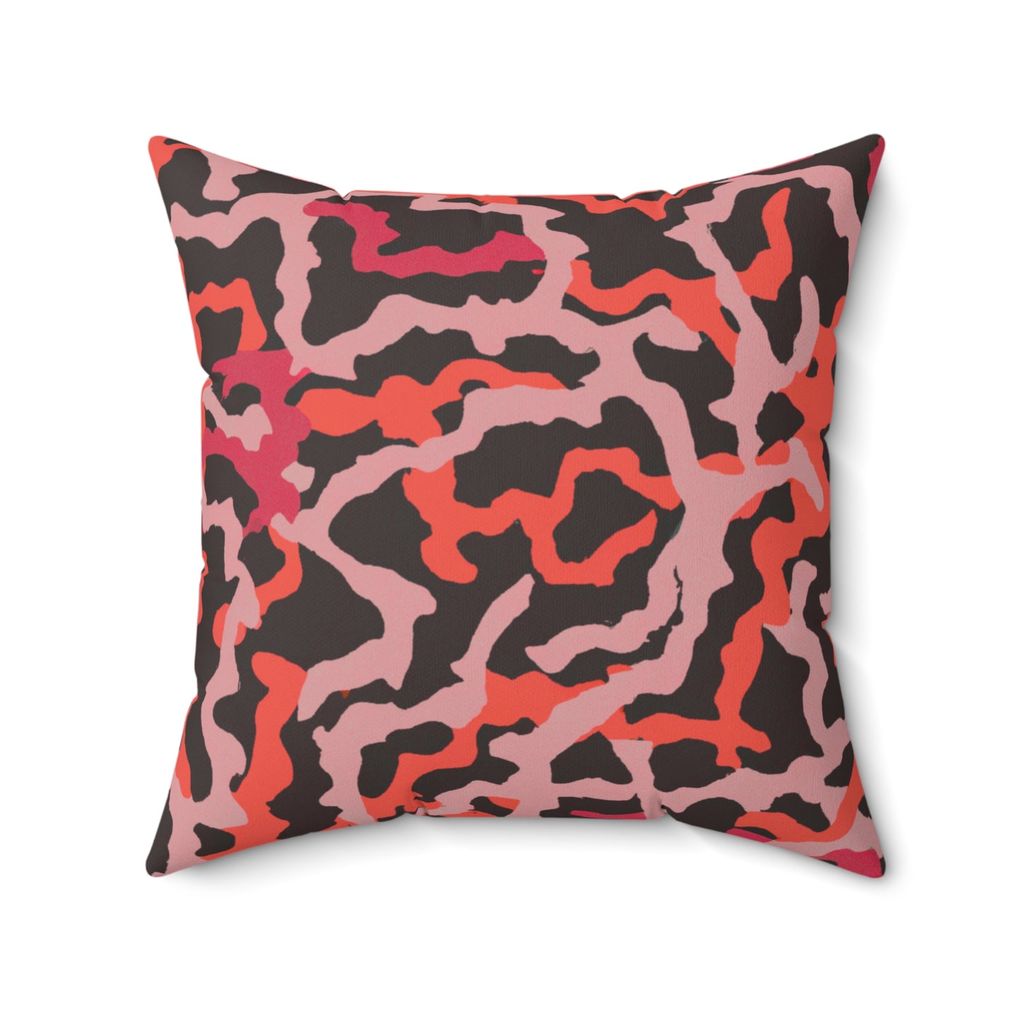 Decorative Pillow - Accent Cushion, 4 Sizes / Coral Threads, Red